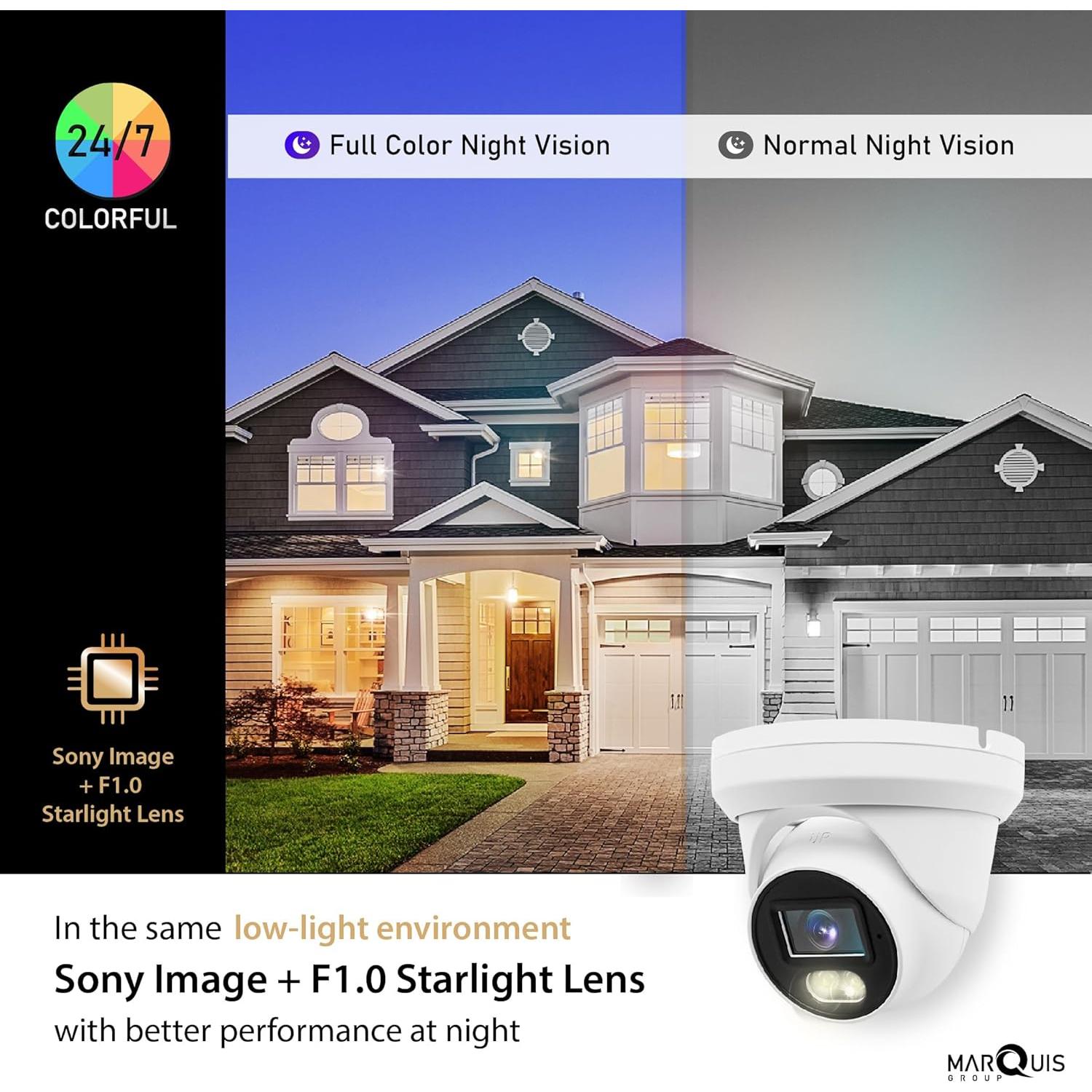 Cámara Domo Turret IP PoE 4MP Marquis Noche Color IP66