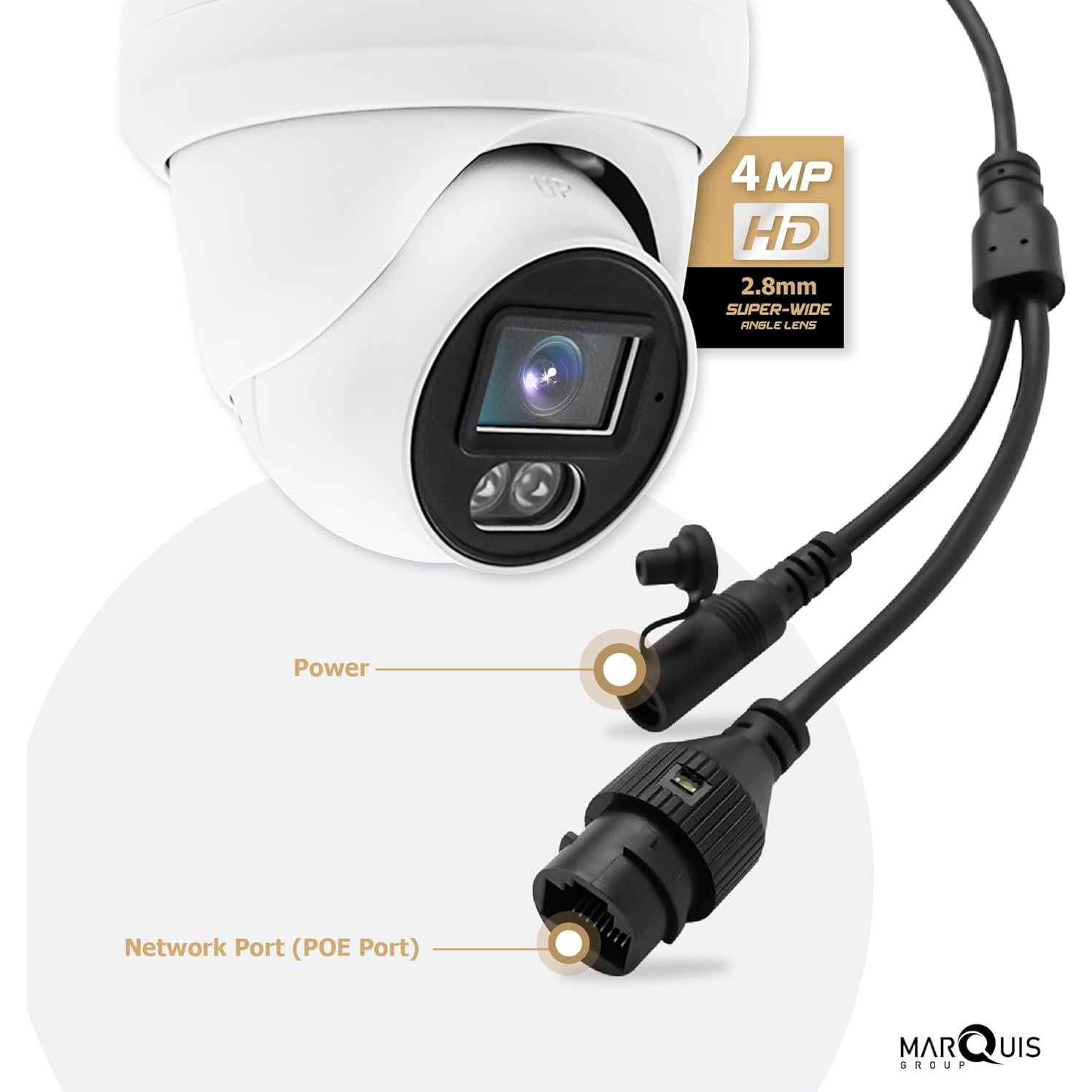 Cámara Domo Turret IP PoE 4MP Marquis Noche Color IP66