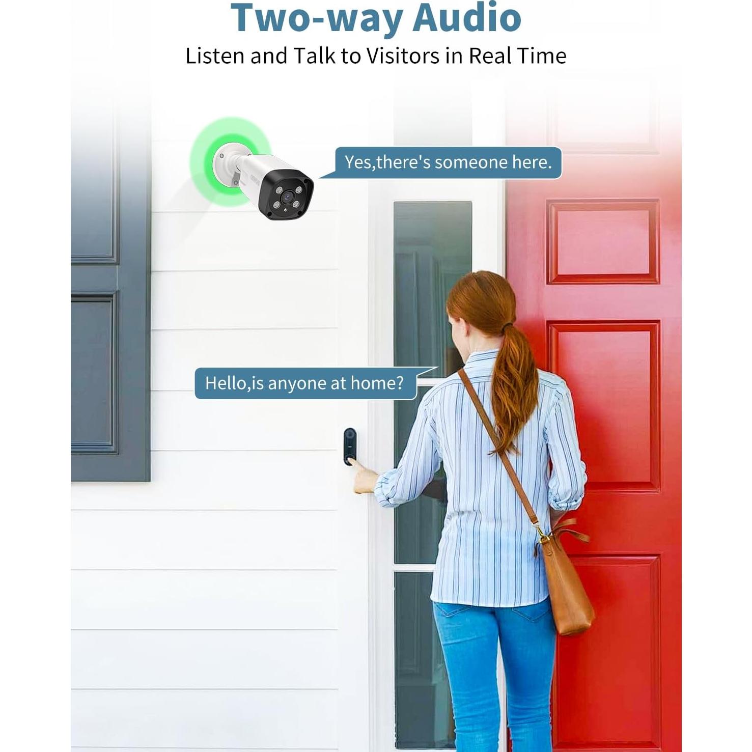 Cámara de Seguridad IP OHWOAI 8MP 4K con Audio Bidireccional