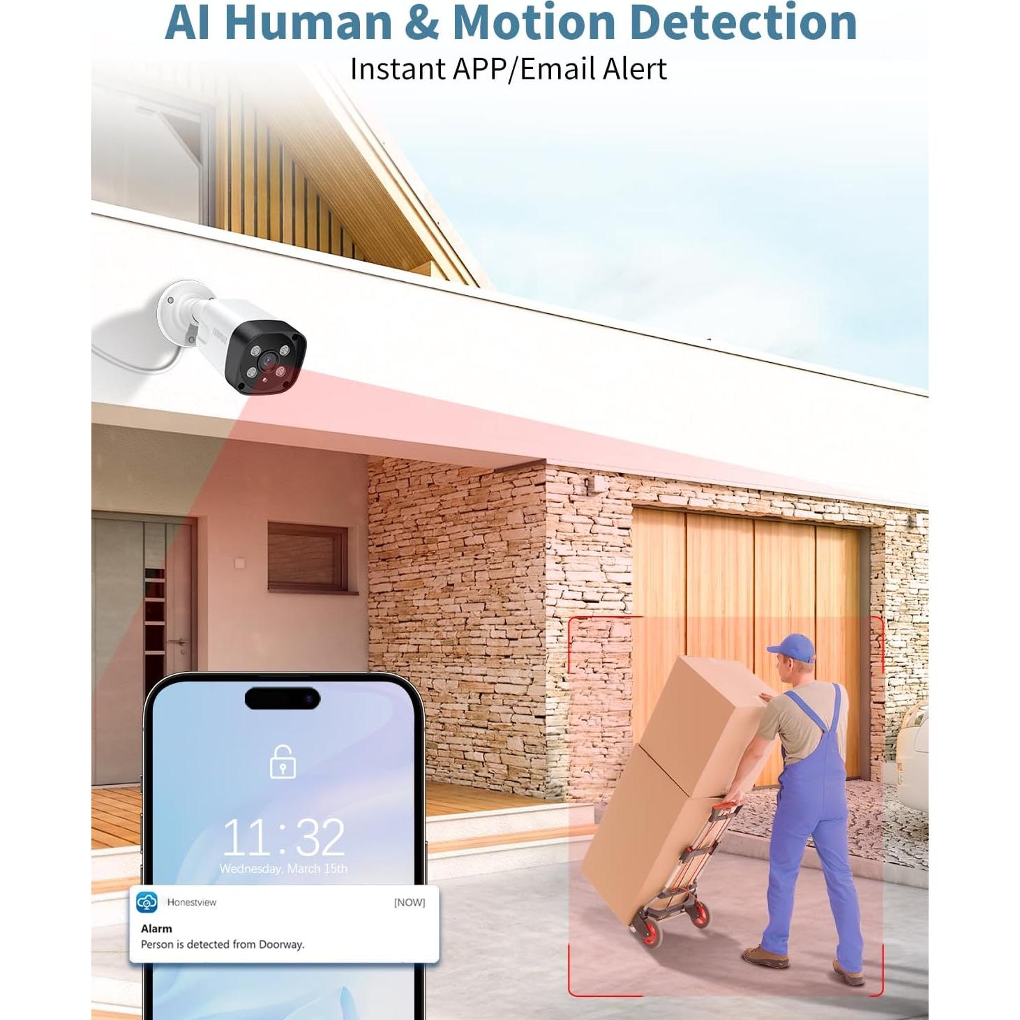 Cámara de Seguridad IP OHWOAI 8MP 4K con Audio Bidireccional
