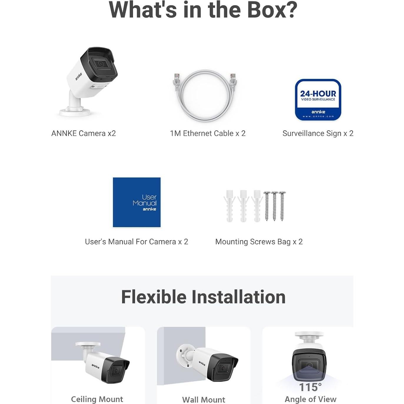 Cámaras de Seguridad PoE ANNKE C500 5MP con Audio 2 Unidades