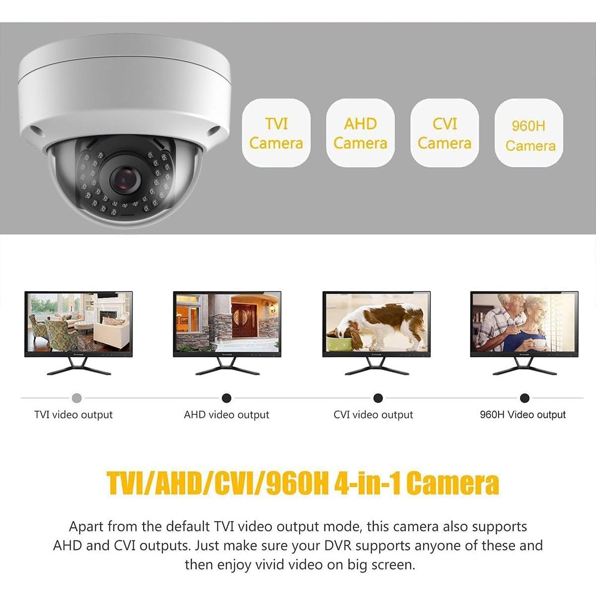 Cámara de Seguridad Domo 4MP Real HD con Visión Nocturna IR 20m