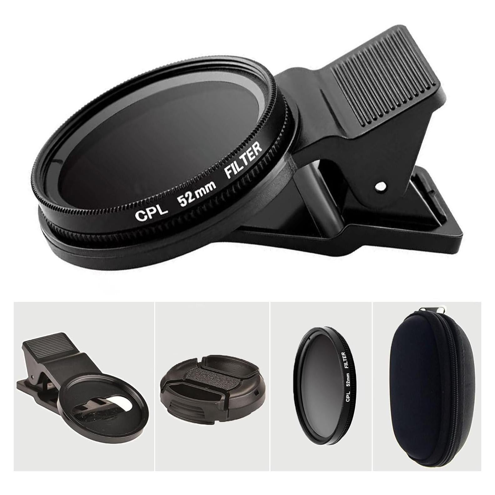 Lente CPL 52mm VLUOO para Teléfono - Filtro Polarizador