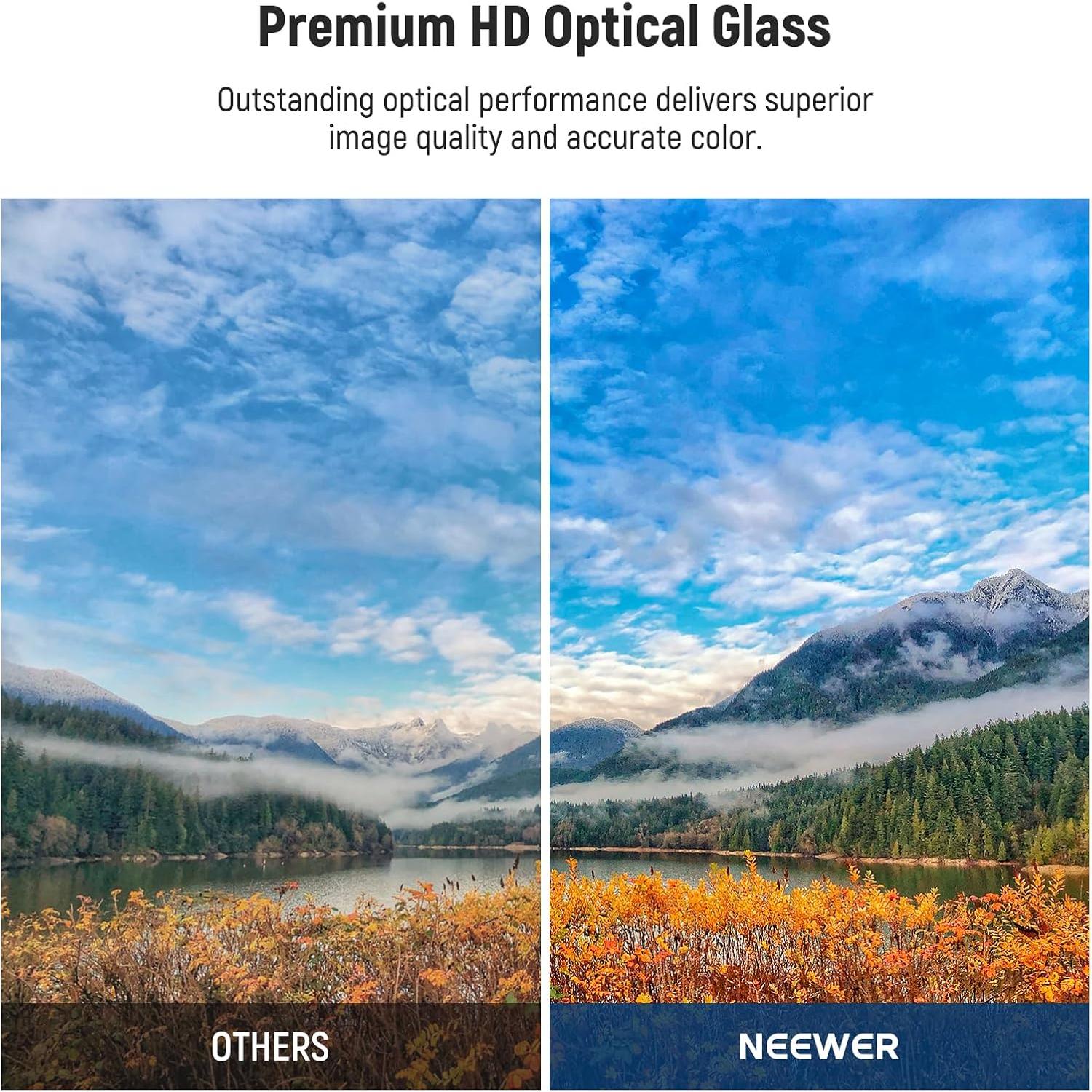 Filtro UV NEEWER 52mm con tapa de lente y vidrio óptico HD