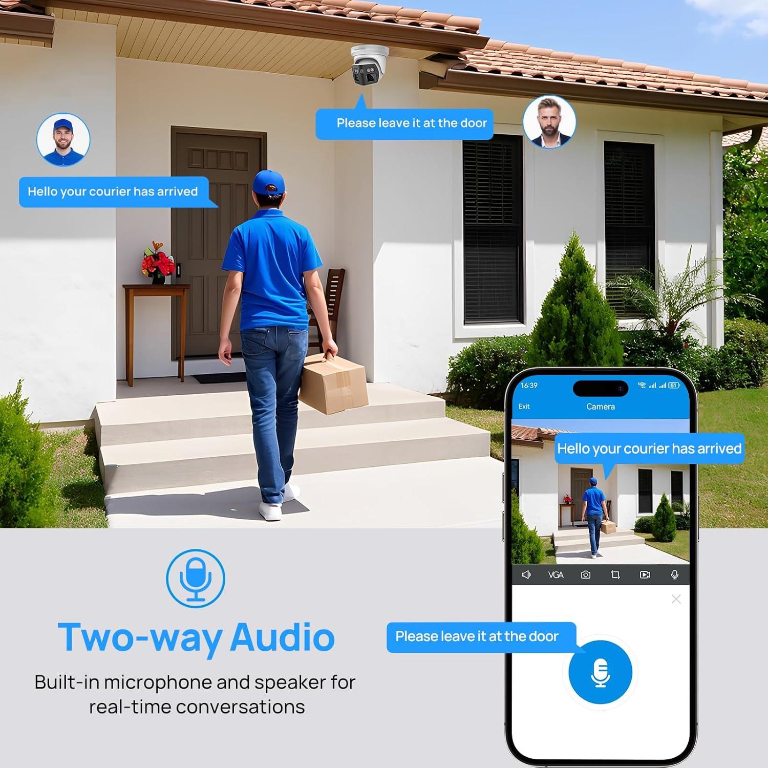 Cámara de Seguridad Exterior 4K 8MP Doble Lente 180° IP67