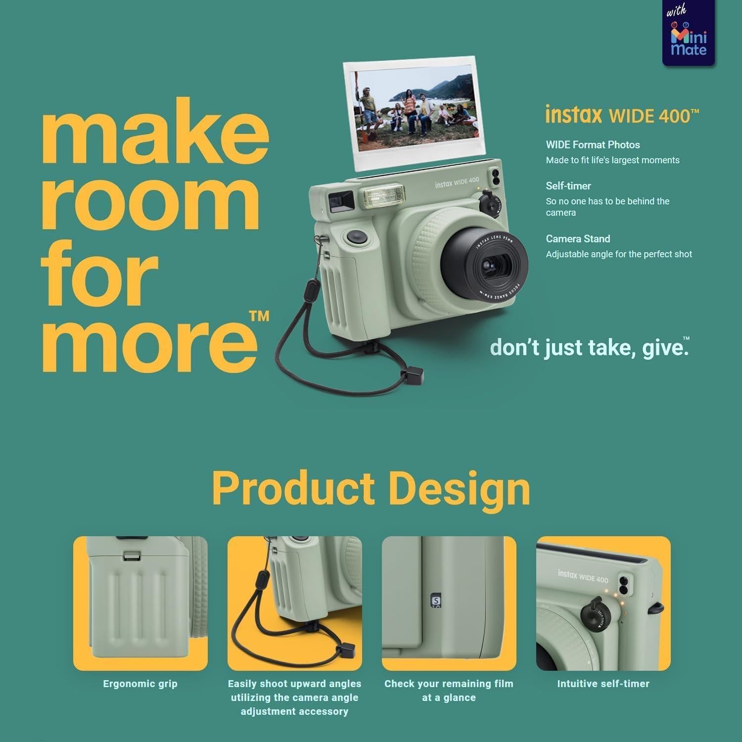 Cámara Instantánea Fujifilm Instax Wide 400 Verde + 2 Paquetes