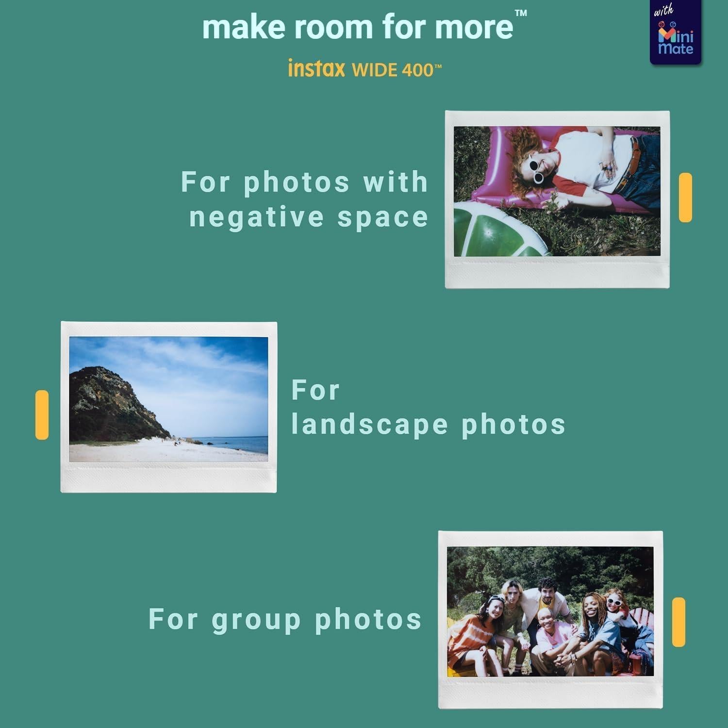 Cámara Instantánea Fujifilm Instax Wide 400 Verde + 2 Paquetes