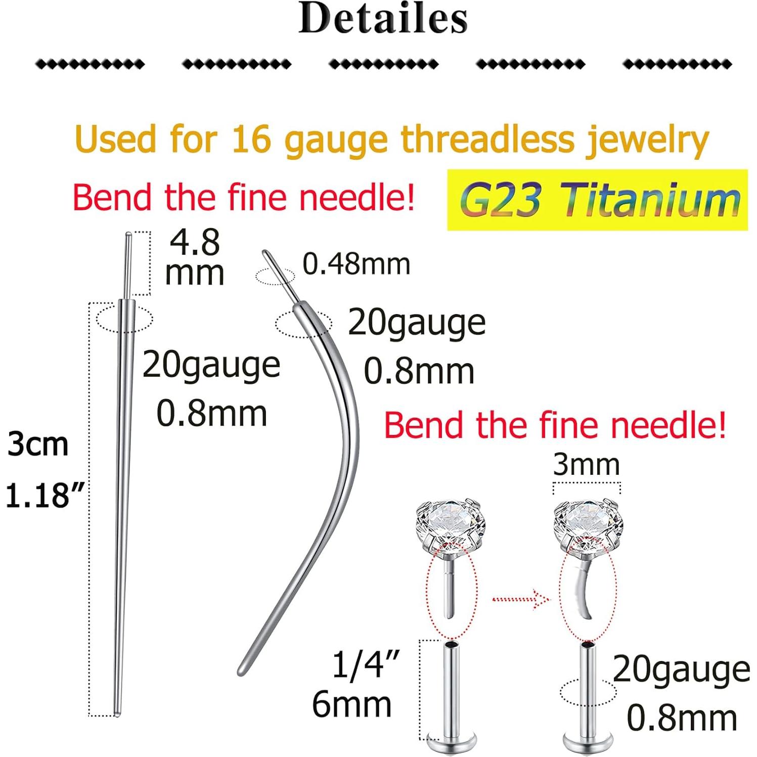 Herramienta de Inserción de Piercing QWALIT Titanio 20g