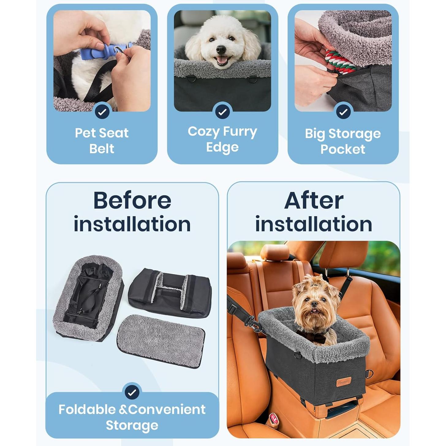 Asiento de Coche para Perros BurgeonNest Mediano 6.8kg