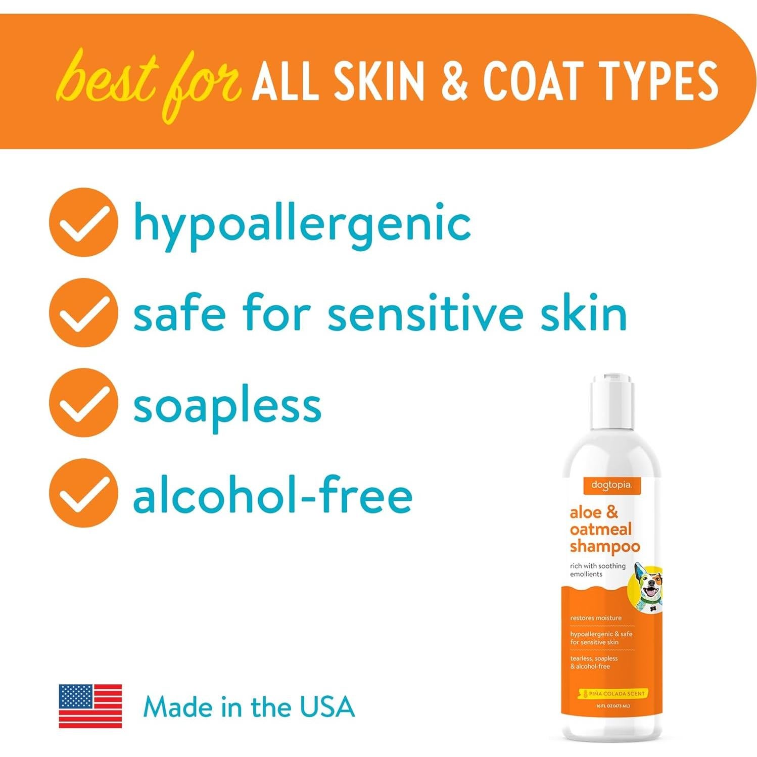 Champú Nutritivo para Perros y Gatos Dogtopia Aloe y Avena 473ml