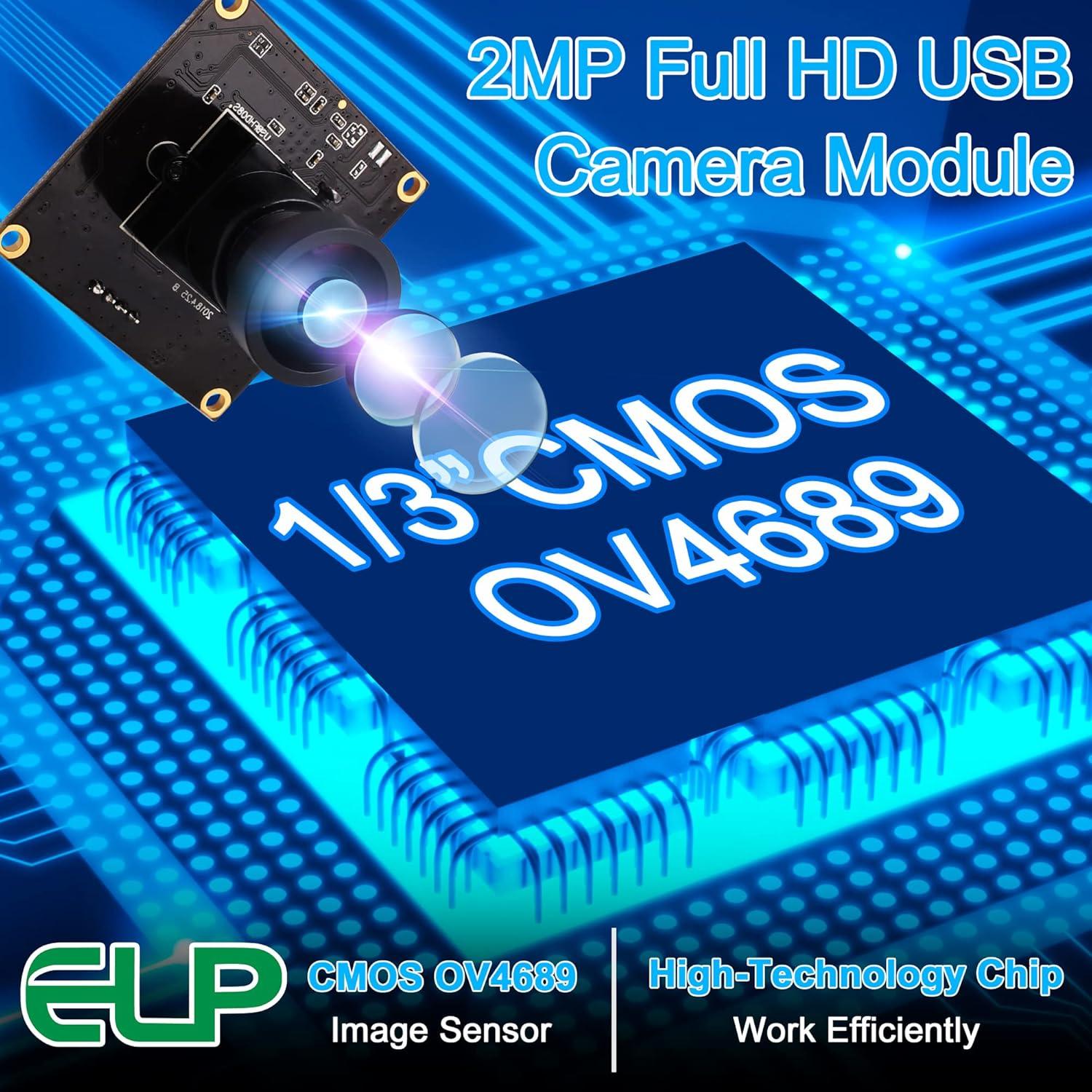 Cámara USB ELP 1080P HD con Lente Gran Angular 2.9mm