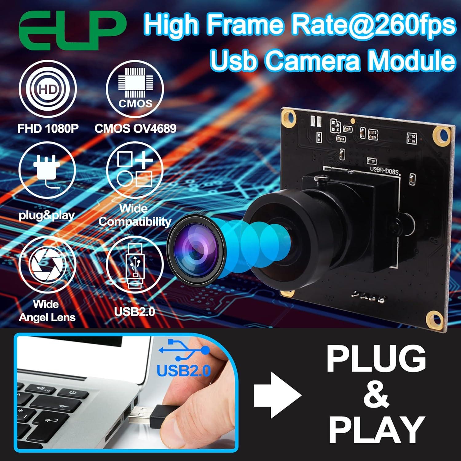 Cámara USB ELP 1080P HD con Lente Gran Angular 2.9mm