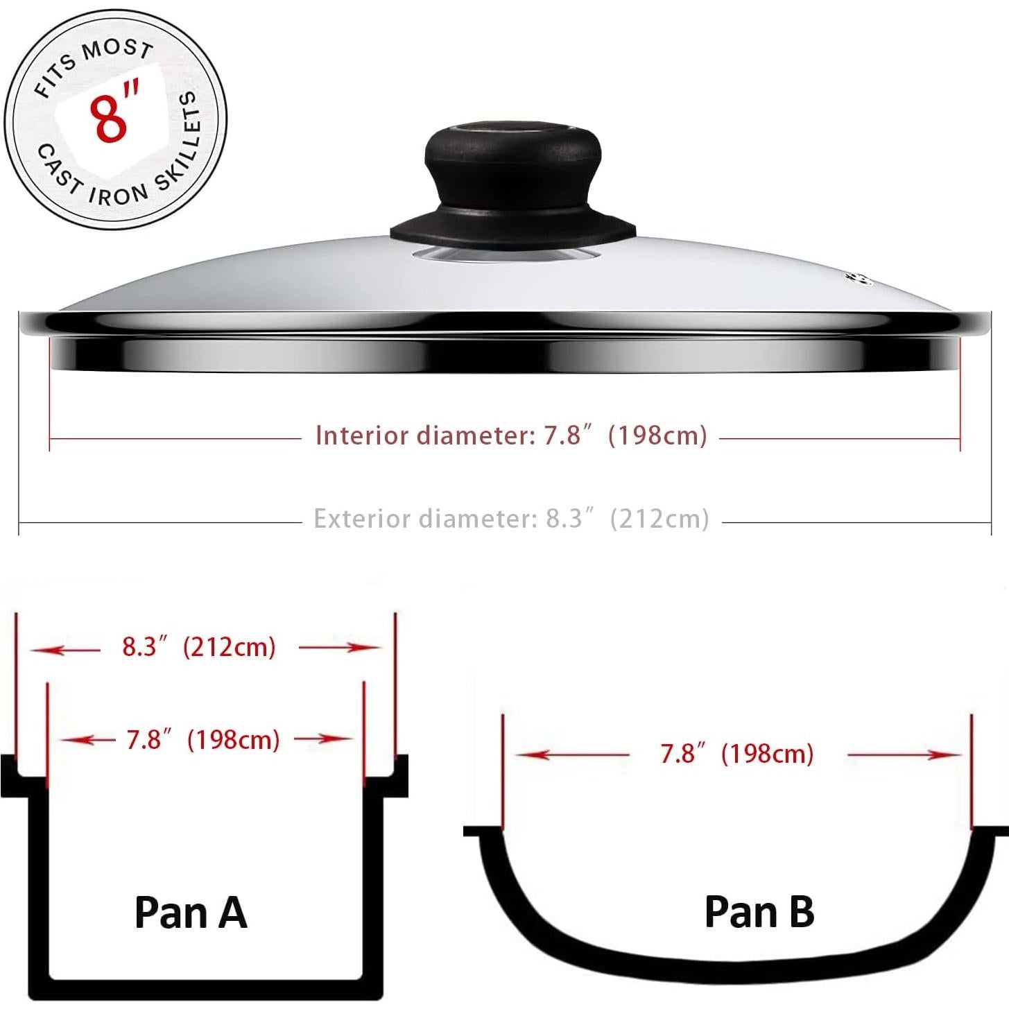 Tapa de Vidrio Templado ZUIHUI 20 cm para Sartén y Olla