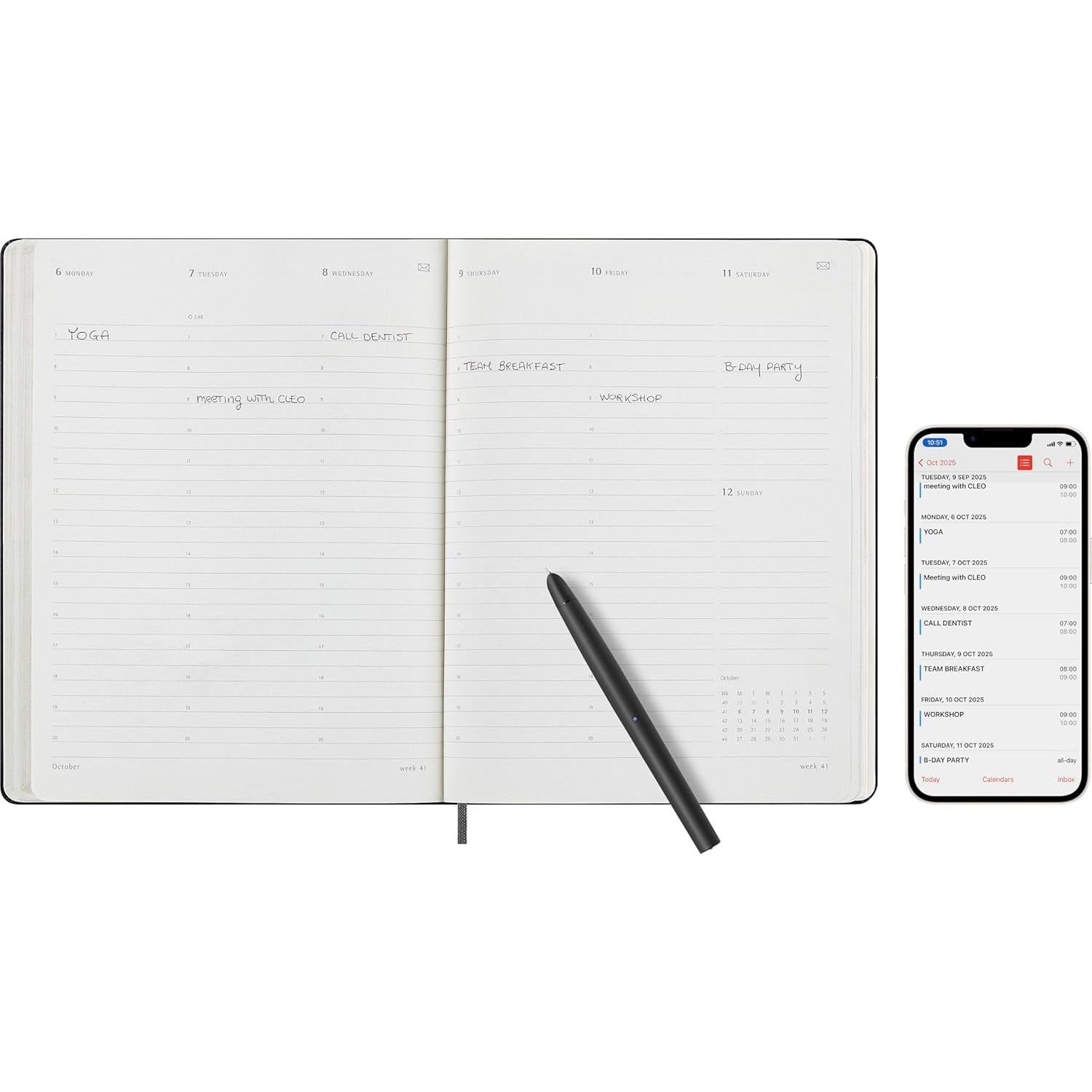 Planificador Semanal PRO Moleskine 2025 XL Negro Tapa Dura