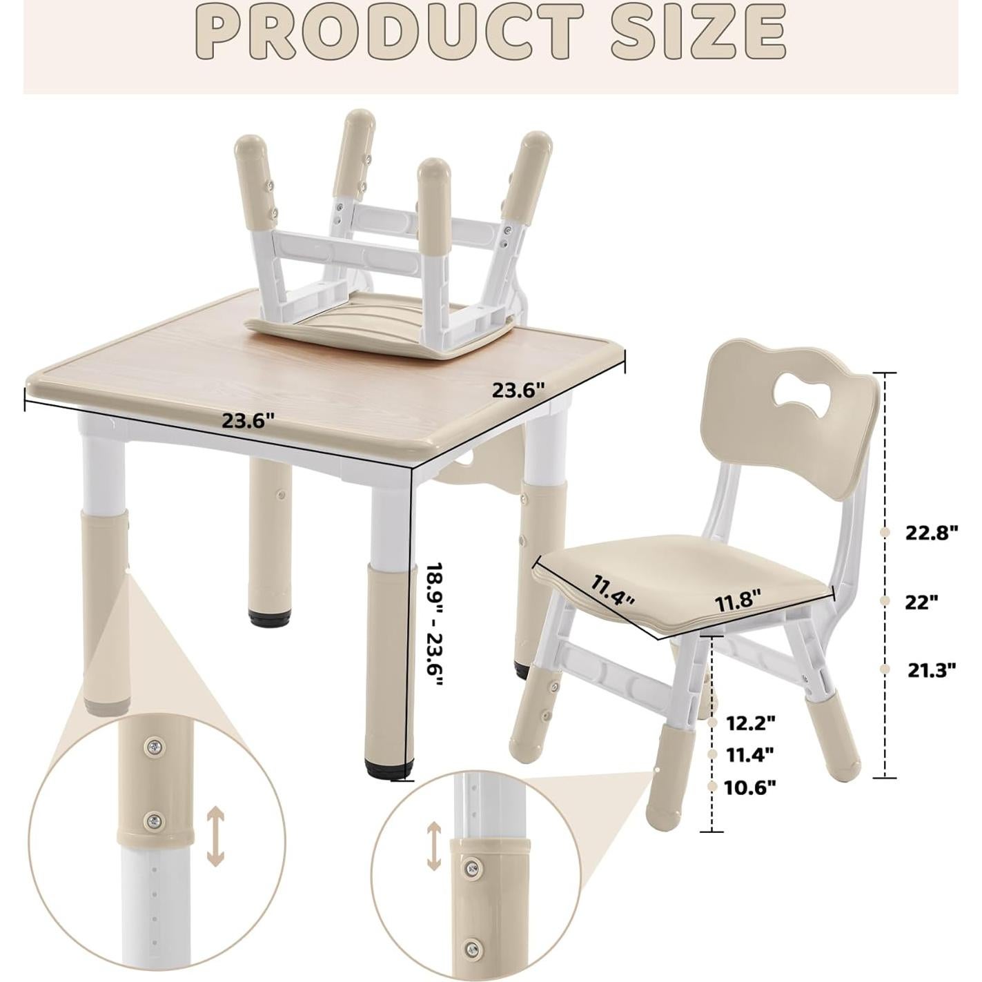 Juego de Mesa y 2 Sillas Ajustables Doreroom para Niños