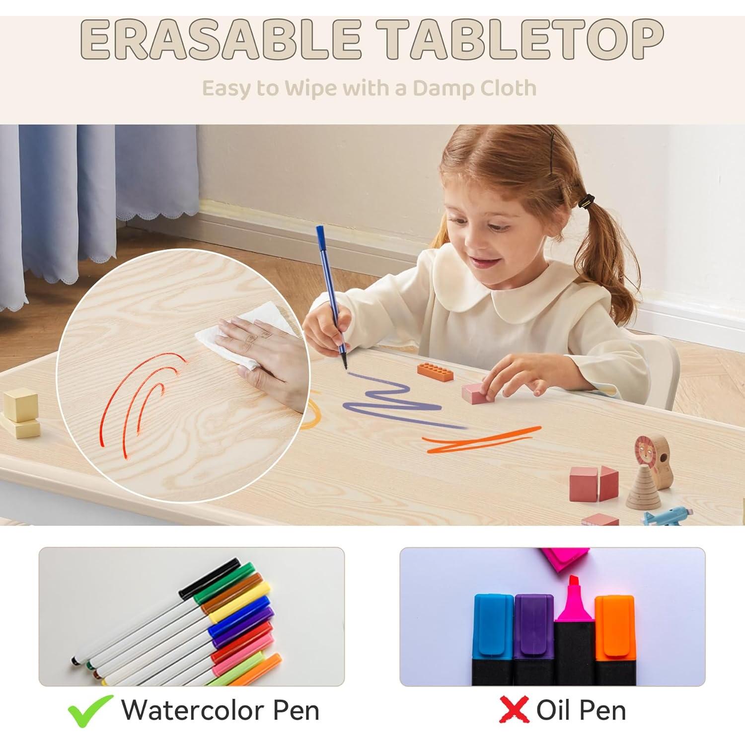 Juego de Mesa y 2 Sillas Ajustables Doreroom para Niños