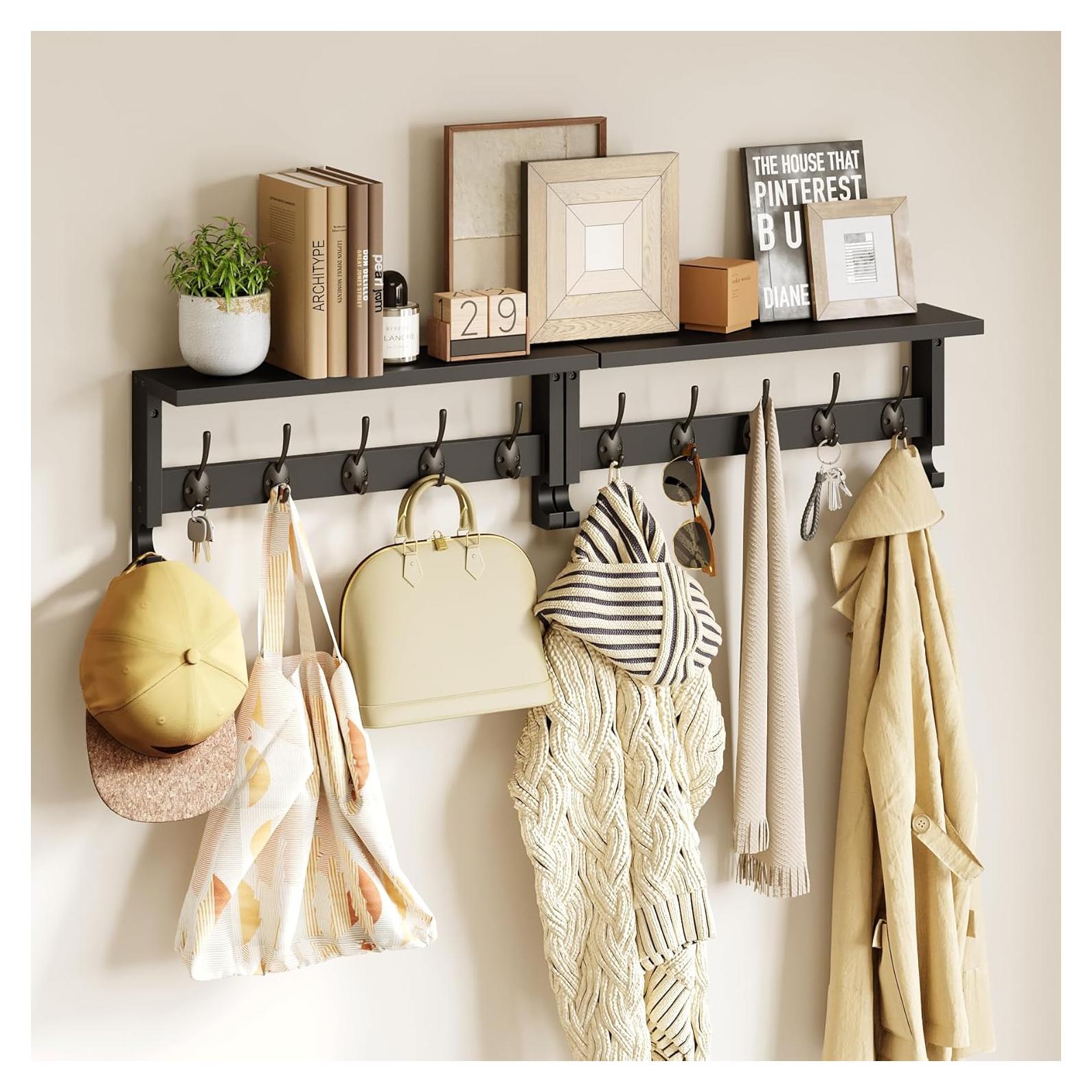 Perchero de pared AMBIRD con estante 44.5x18.5cm Negro