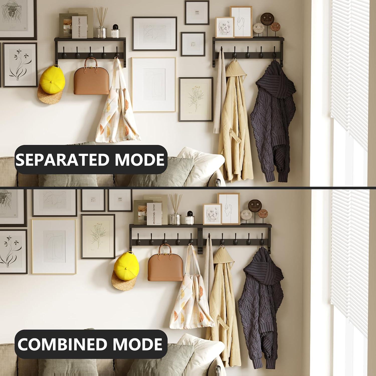 Perchero de pared AMBIRD con estante 44.5x18.5cm Negro