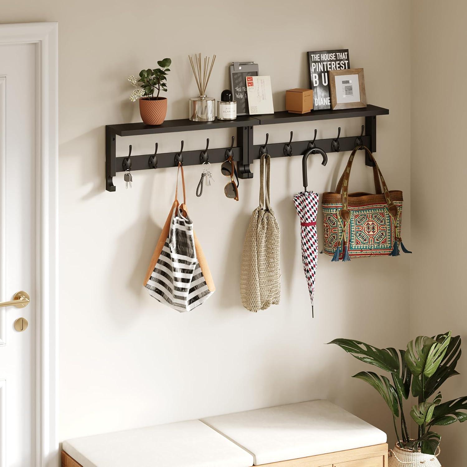 Perchero de pared AMBIRD con estante 44.5x18.5cm Negro