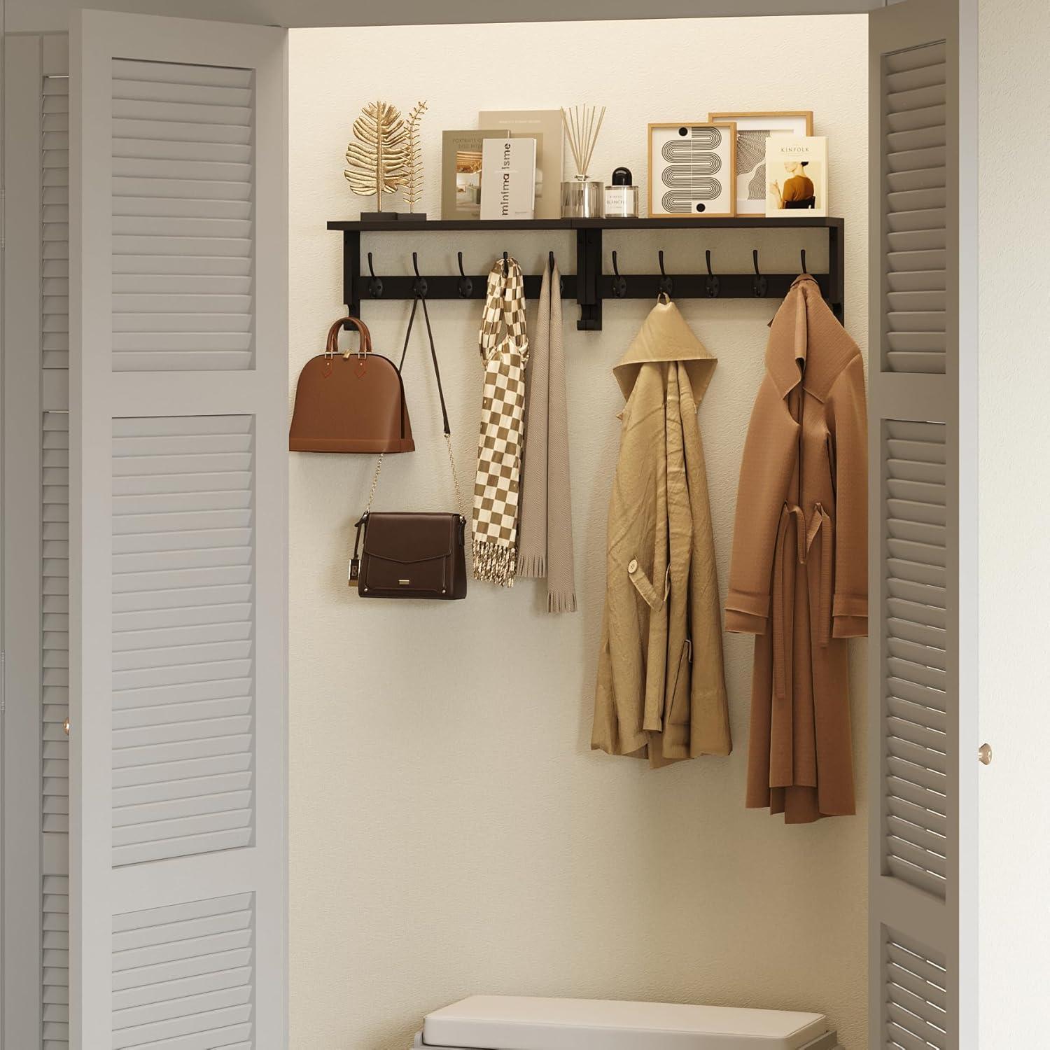 Perchero de pared AMBIRD con estante 44.5x18.5cm Negro