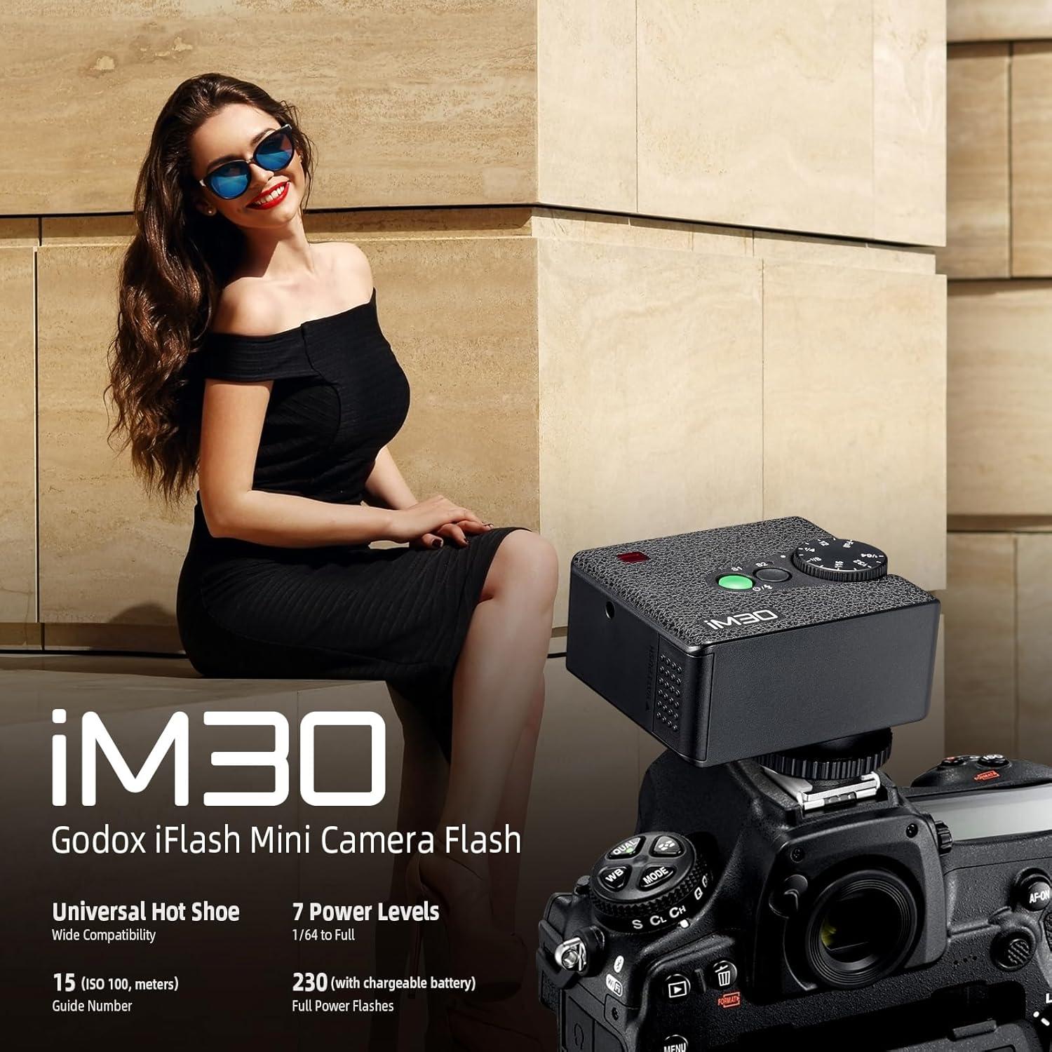 Flash Godox iM30 Mini, GN15, 7 Niveles, Compatible Canon Nikon