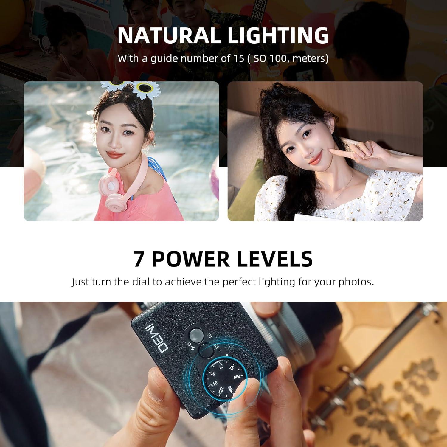 Flash Godox iM30 Mini, GN15, 7 Niveles, Compatible Canon Nikon