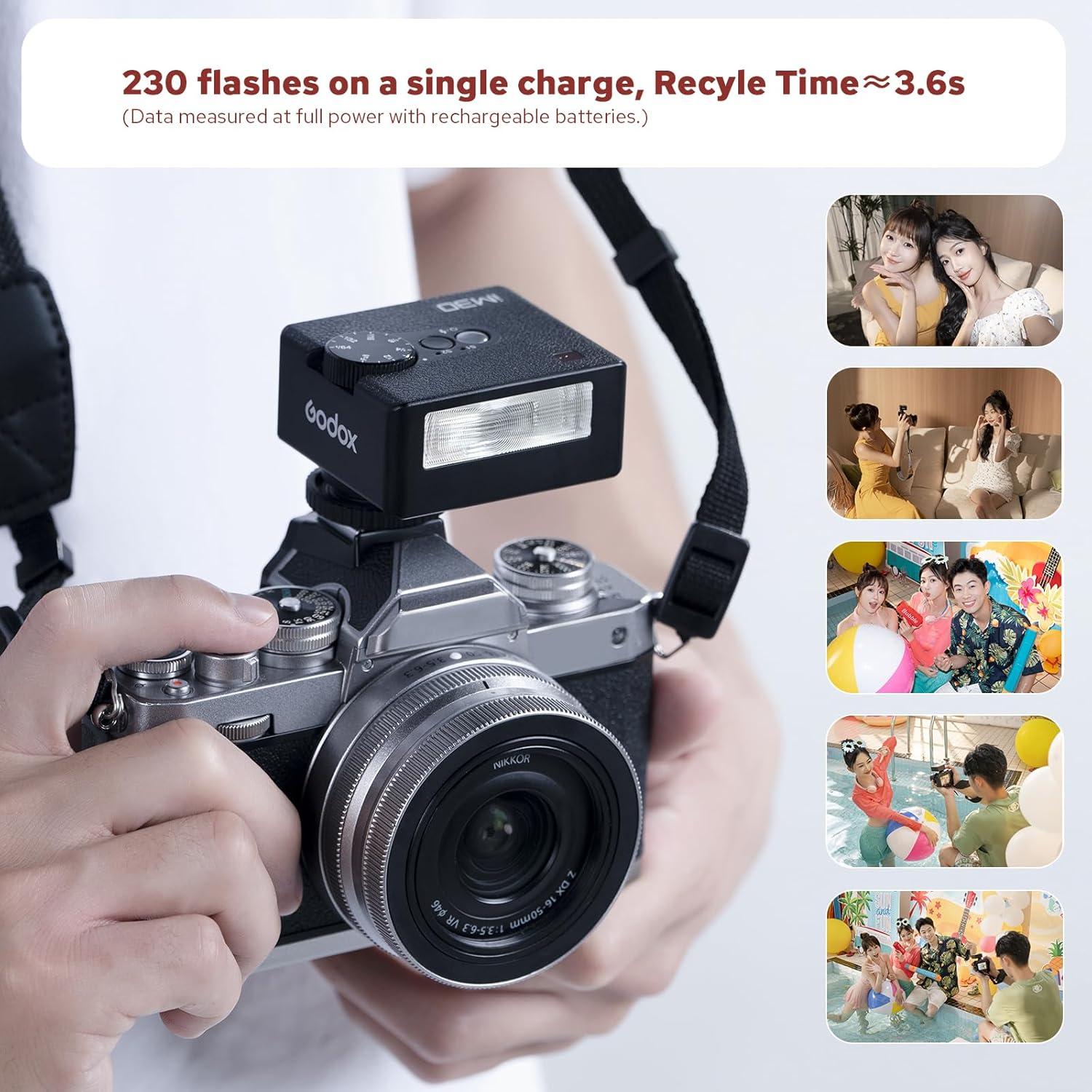 Flash Godox iM30 Mini, GN15, 7 Niveles, Compatible Canon Nikon