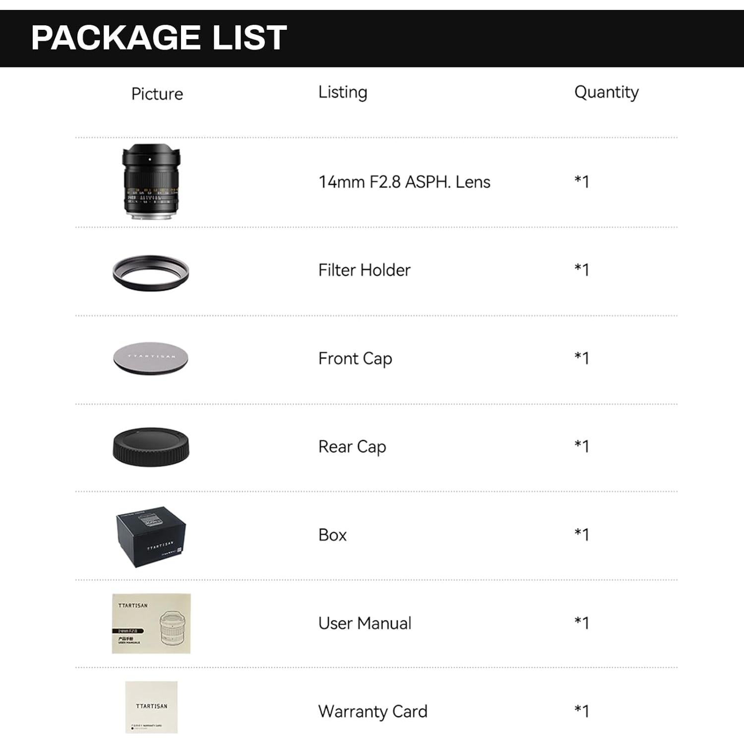 Lente Gran Angular TTARTISAN 14mm F2.8 para Nikon Z