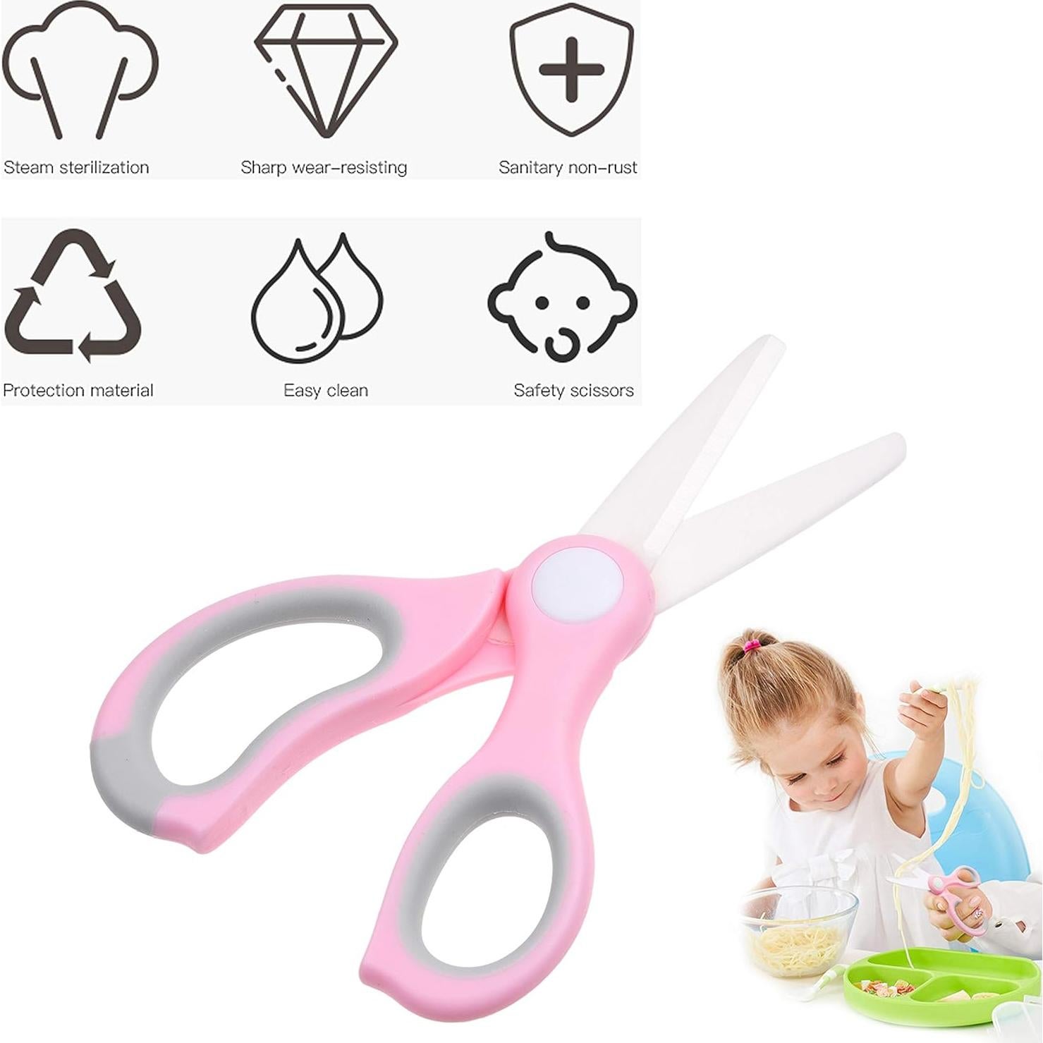 Tijeras de Comida para Bebés Kare & Kind - Cerámica Rosa