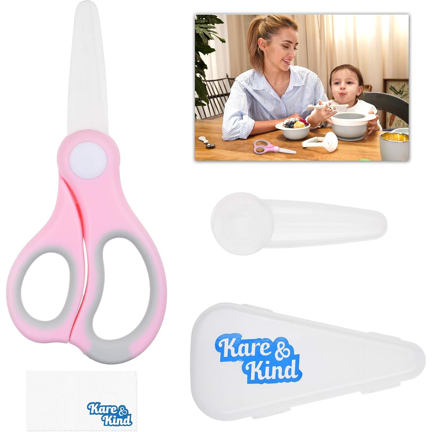 Tijeras de Comida para Bebés Kare & Kind - Cerámica Rosa