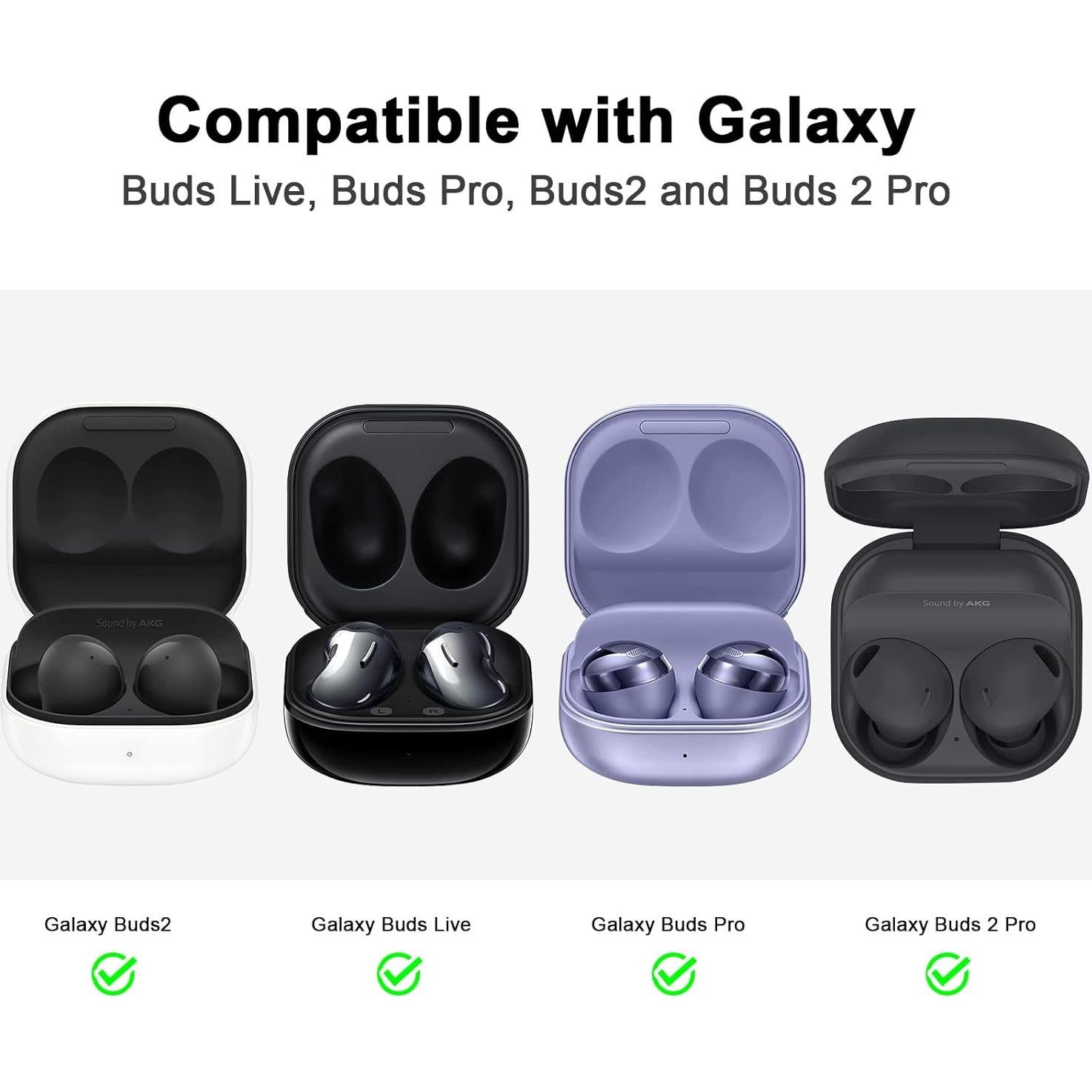Funda de Silicona AIRSPO para Galaxy Buds 2 Pro/2/Live/FE - Negro