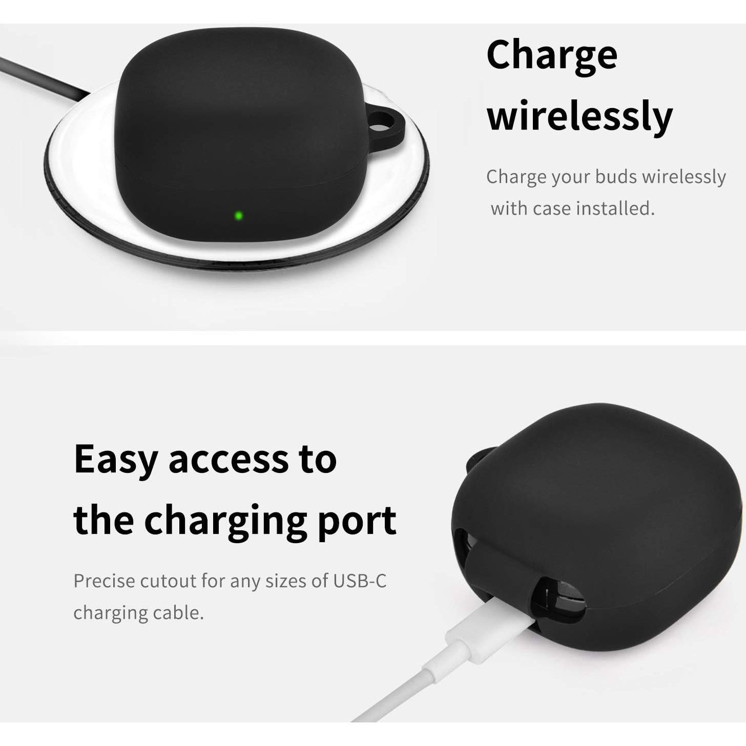 Funda de Silicona AIRSPO para Galaxy Buds 2 Pro/2/Live/FE - Negro