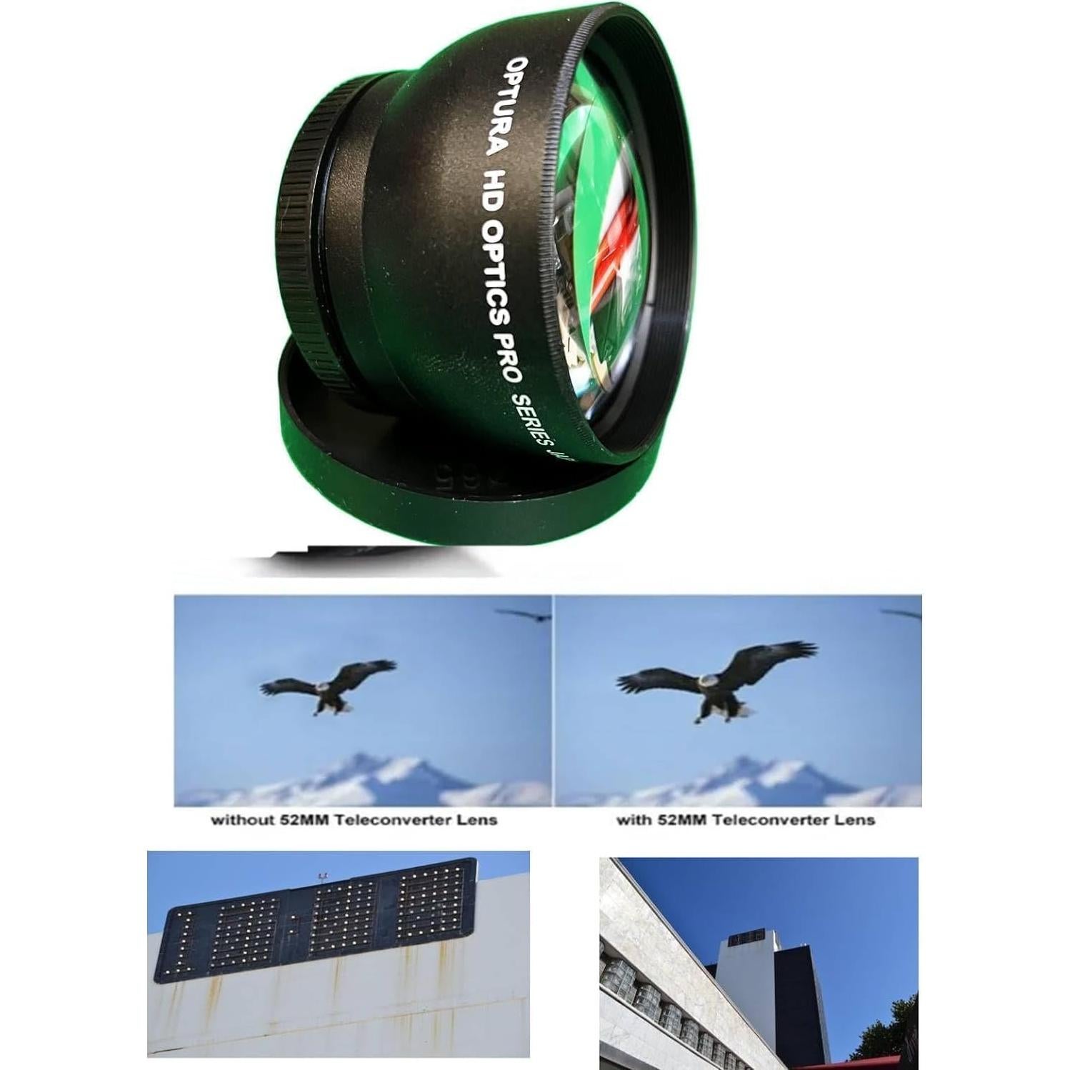 Kit de Lentes 52MM para Sony FDR-AX33: Gran Angular, Ojo de Pez y Telefoto