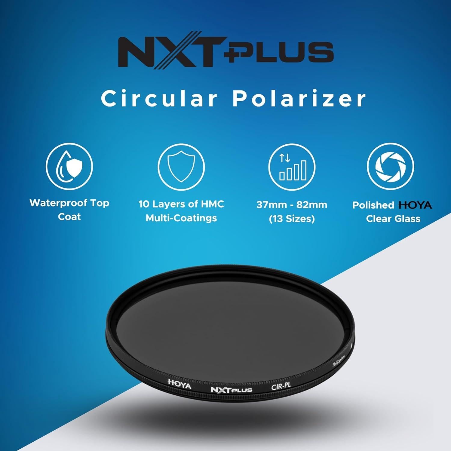 Filtro Polarizador Circular Hoya NXT Plus 62mm - Recubrimiento Impermeable