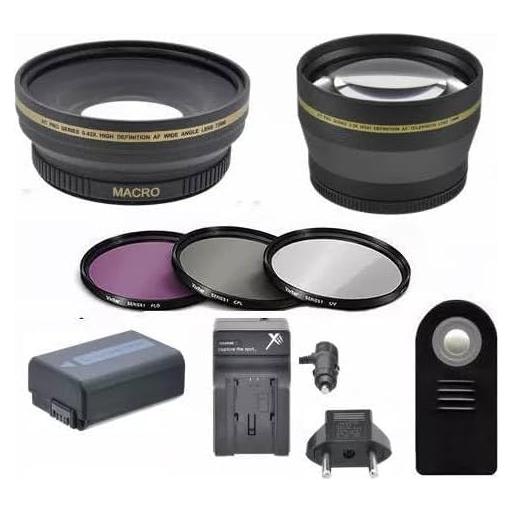 Paquete de Lentes Gran Angular y Telefoto + Batería para Sony DSC-RX10 IV