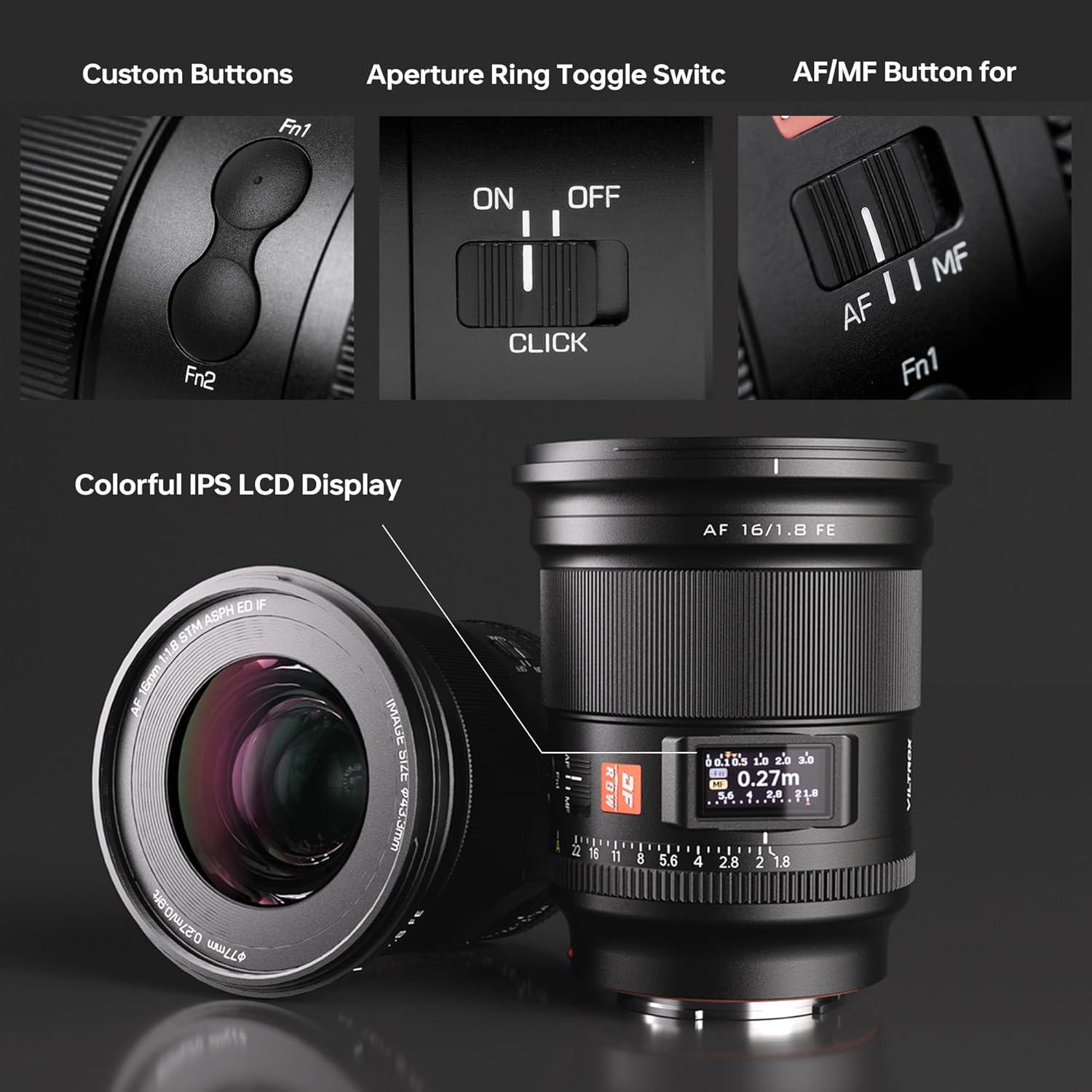 Lente VILTROX 16mm F1.8 E-Mount Autofoco Ultra Gran Angular