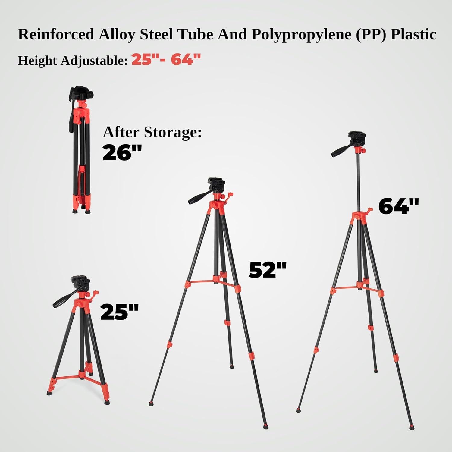 Trípode de Cámara MINICOR 64" Aluminio Ajustable 20kg