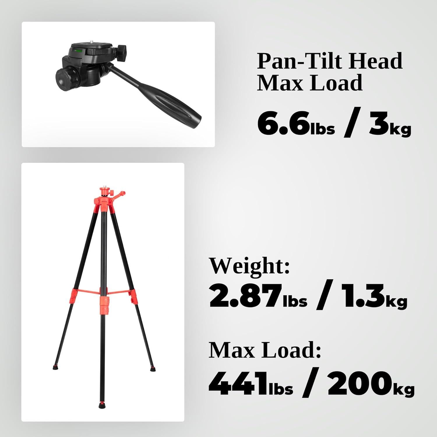 Trípode de Cámara MINICOR 64" Aluminio Ajustable 20kg