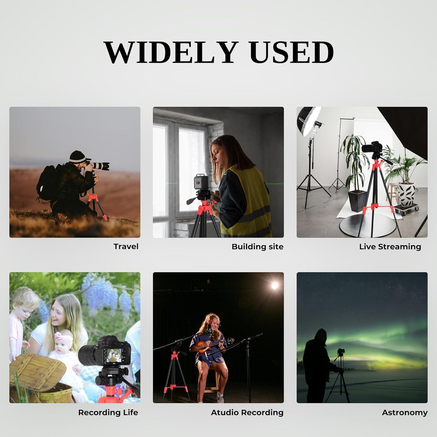 Trípode de Cámara MINICOR 64" Aluminio Ajustable 20kg