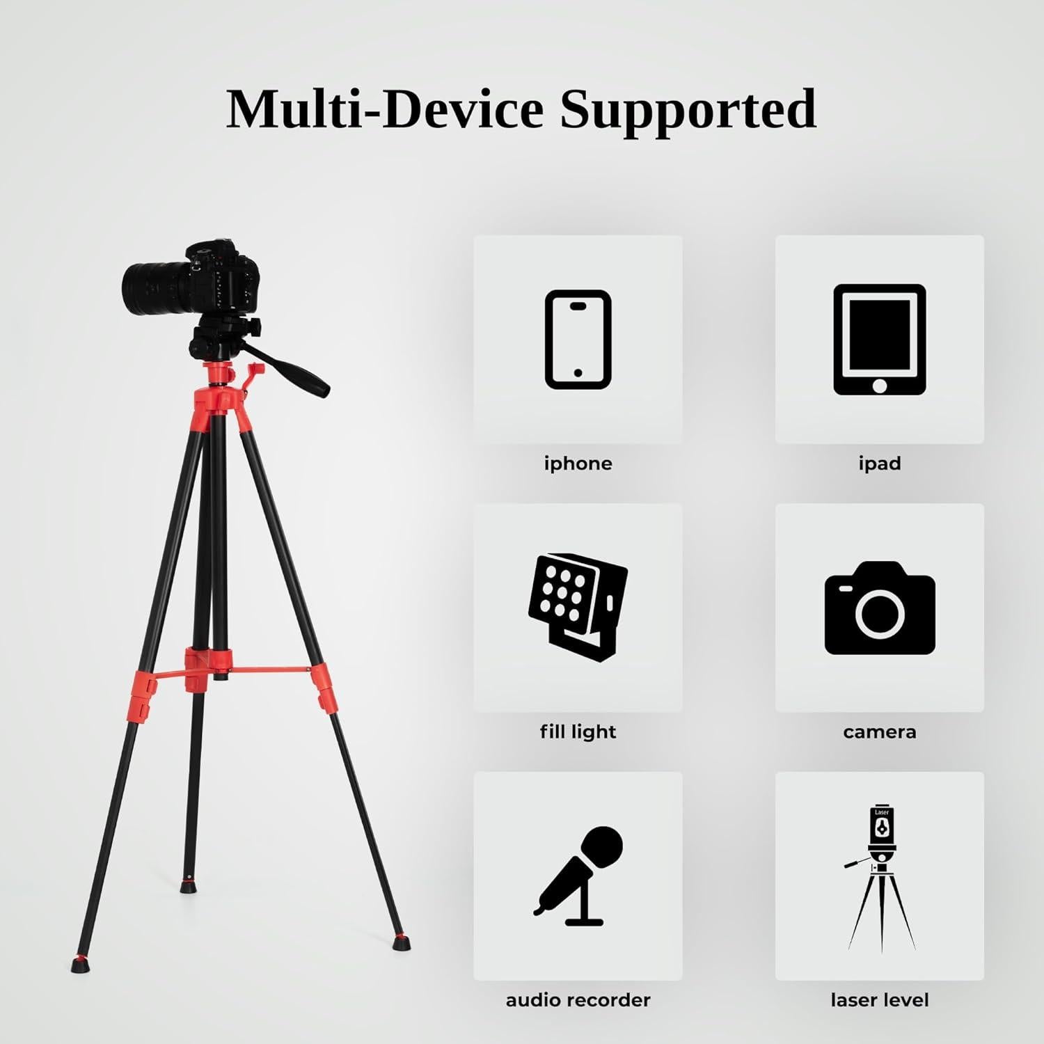 Trípode de Cámara MINICOR 64" Aluminio Ajustable 20kg