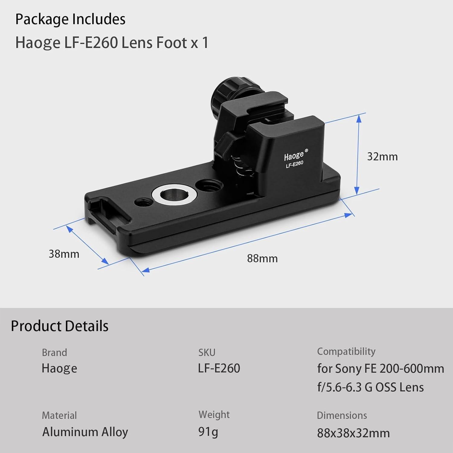 Pie de Lente Haoge LF-E260 para Sony FE 200-600mm F5.6-6.3
