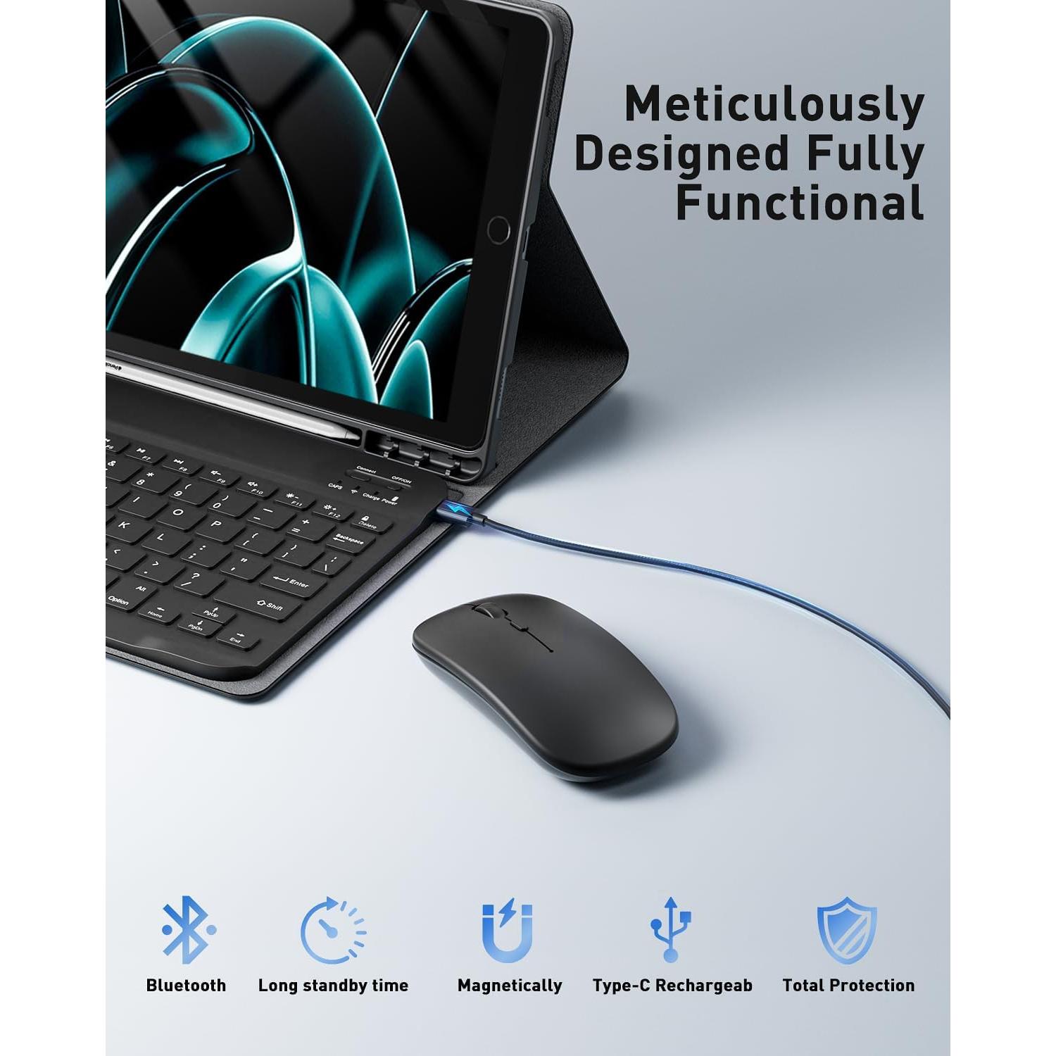 Funda de Teclado TUNKARMOR para iPad 9.7" - Negro