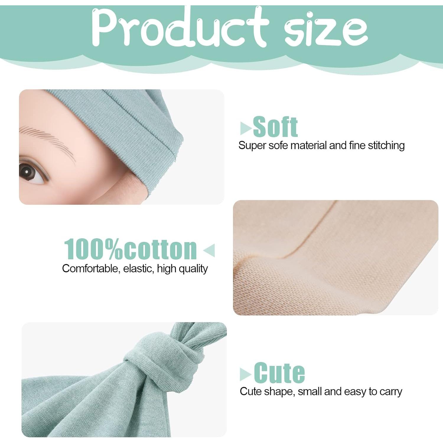 Conjunto de 10 Gorras para Bebés Janmercy 0-6 Meses Algodón