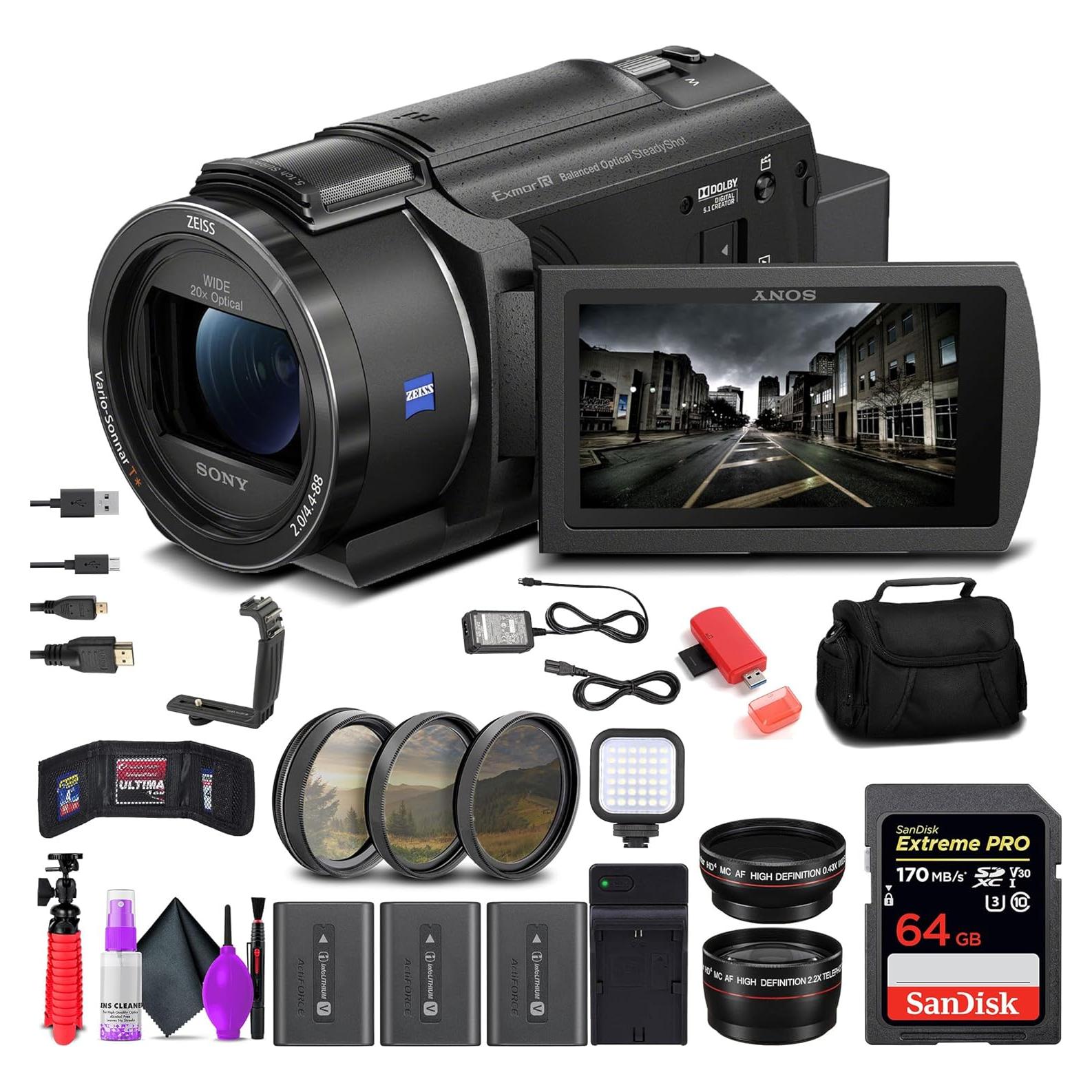 Sony FDR-AX43 UHD 4K Handycam + 64GB + 2 Baterías + Filtros