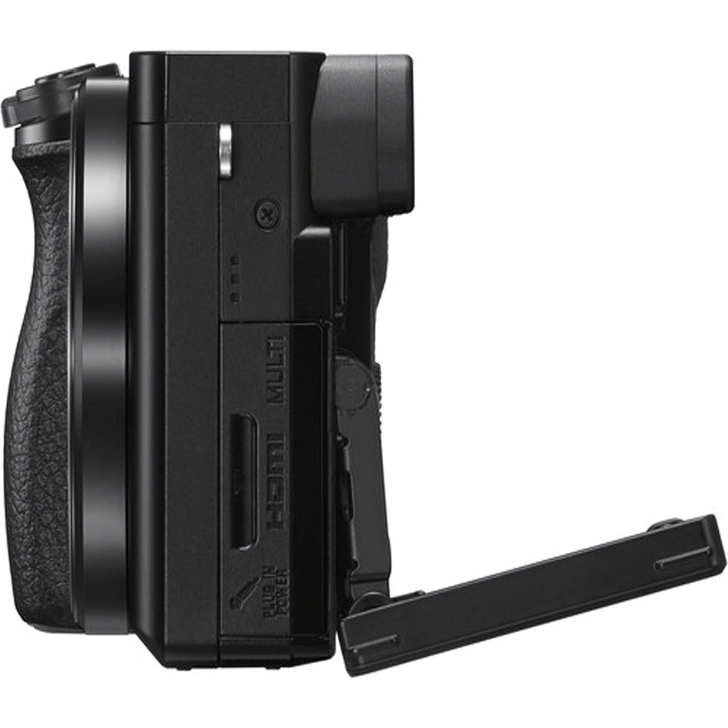 Sony a6100 Mirrorless Camera with 16-50mm Lens, 128GB Extreem Speed Memory,.43 Wide Angle & 2X Lenses, Case,Tripod, Filters, Hood, Grip,Spare Battery & Charger,Editing Software Kit -Deluxe Bundle