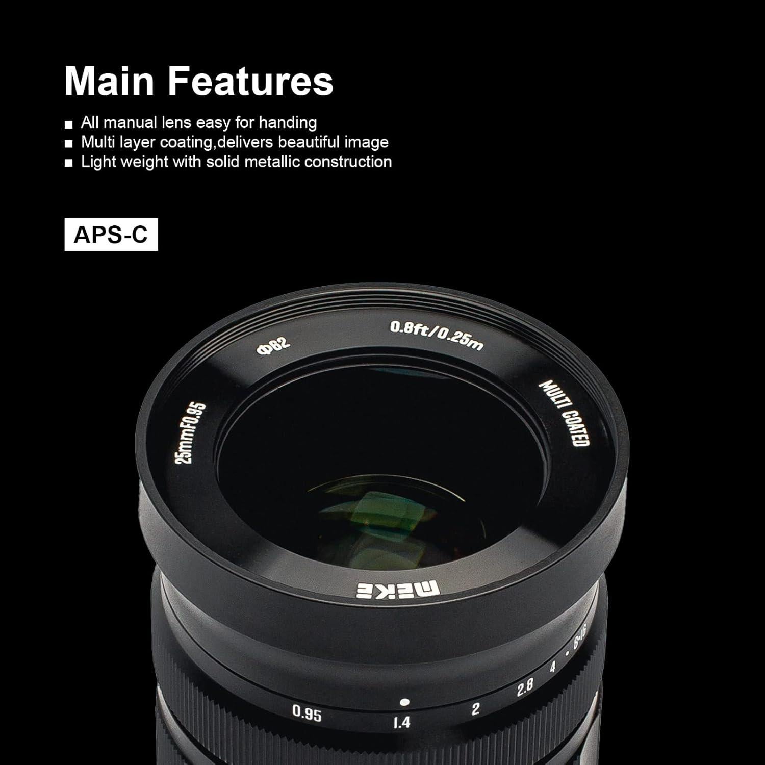 Lente Meike 25mm f0.95 Manual APS-C para Sony