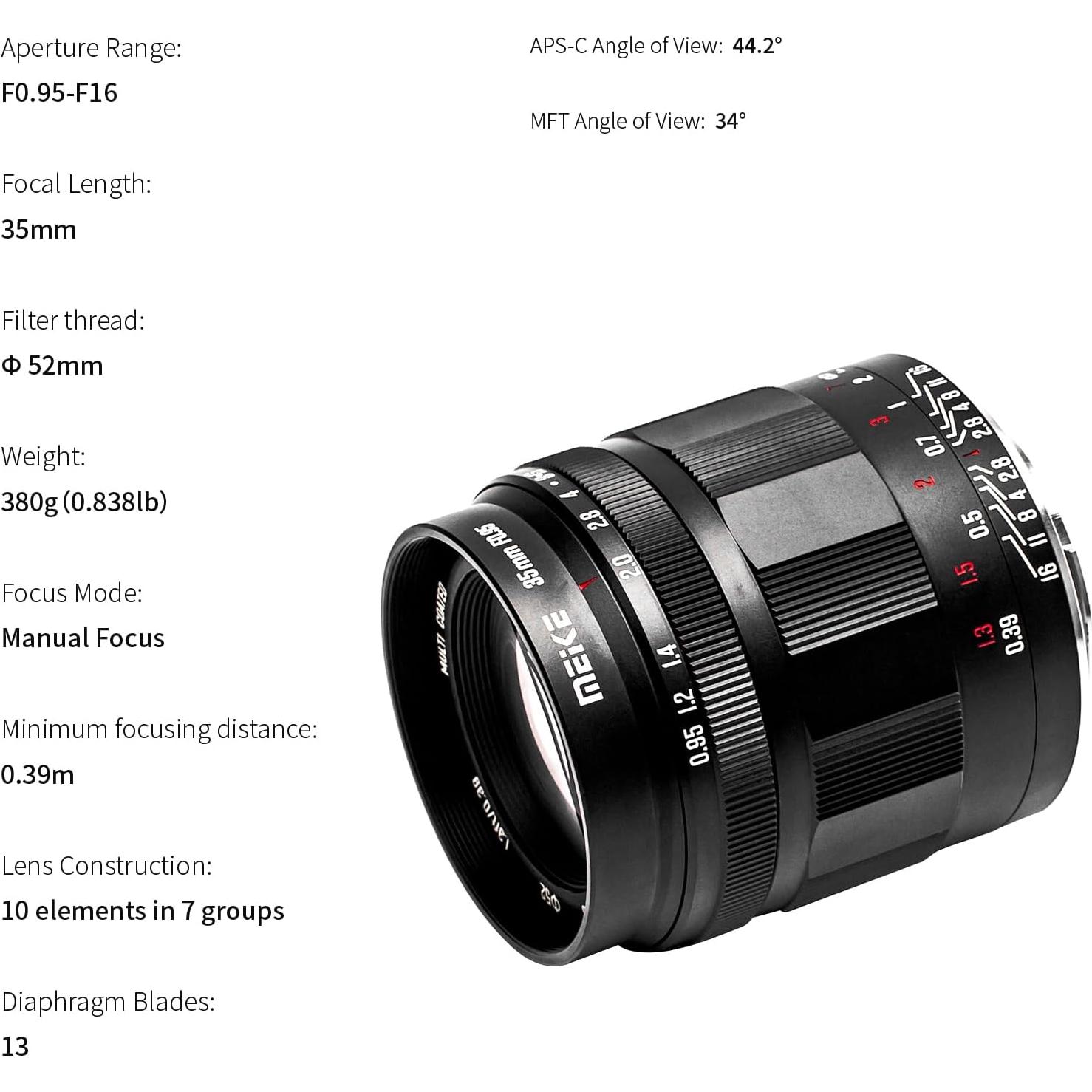 Lente Meike 35mm f/0.95 para Nikon Z - Gran Apertura Manual