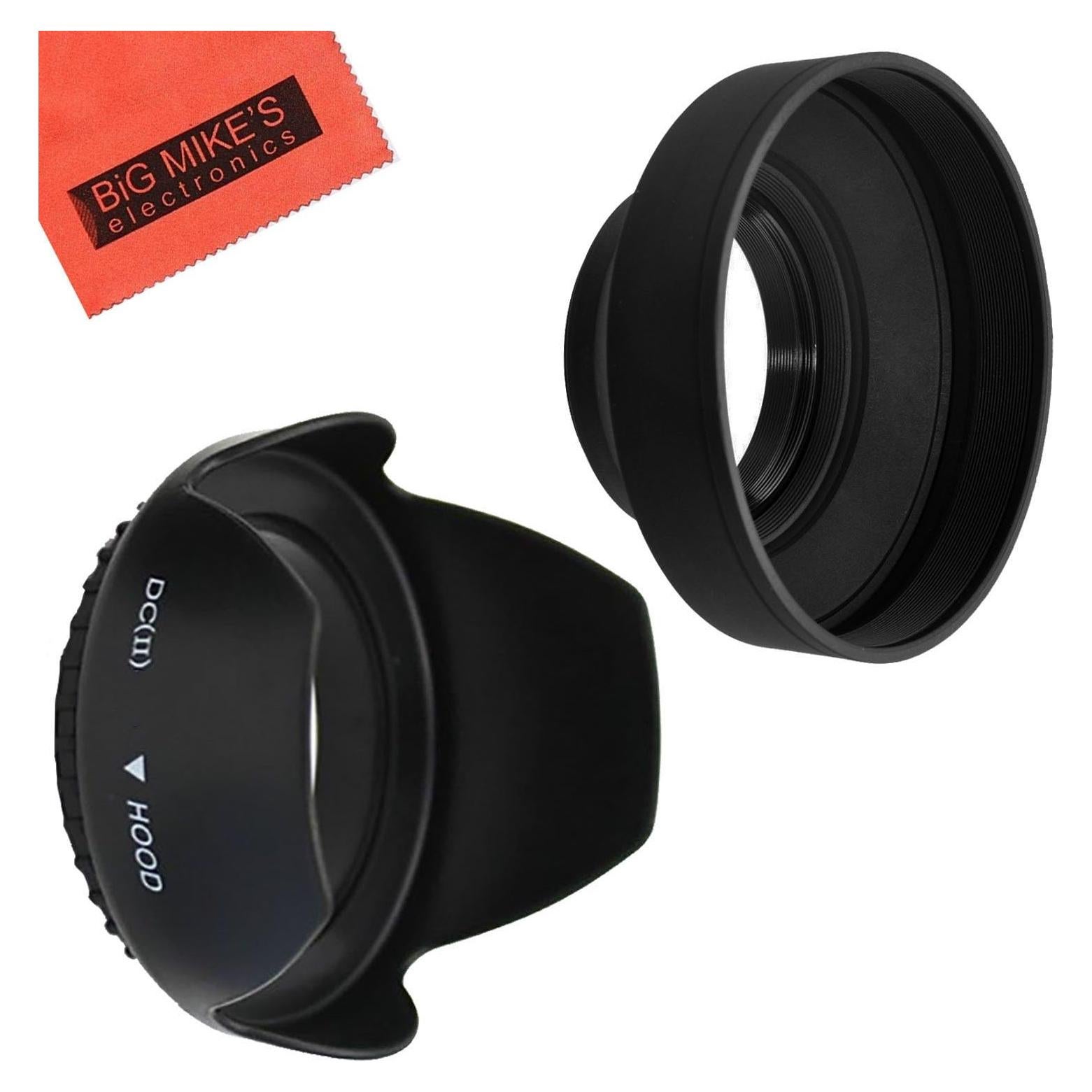 Capucha de lente tulipán 52 mm Big Mike's + paño limpieza