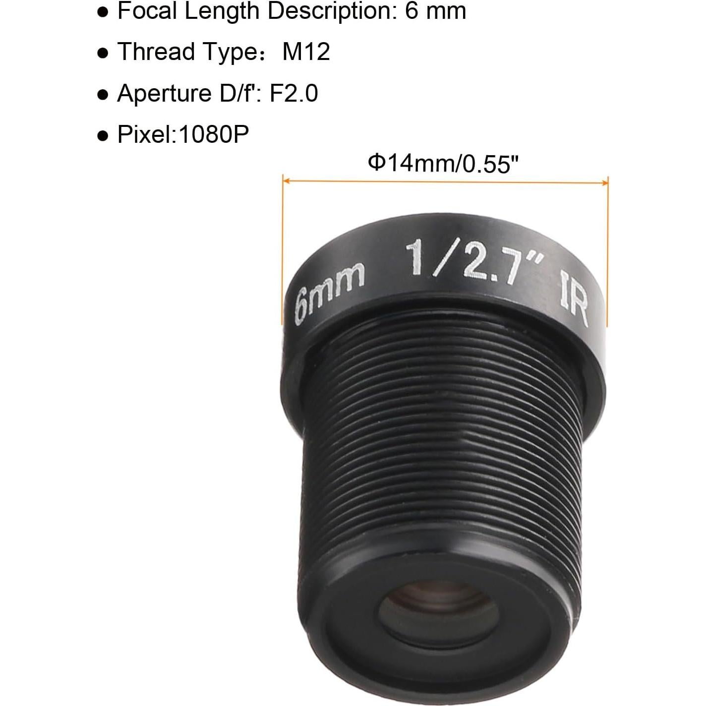 Lente de Cámara CCTV 6mm uxcell 1080P F2.0 Gran Angular