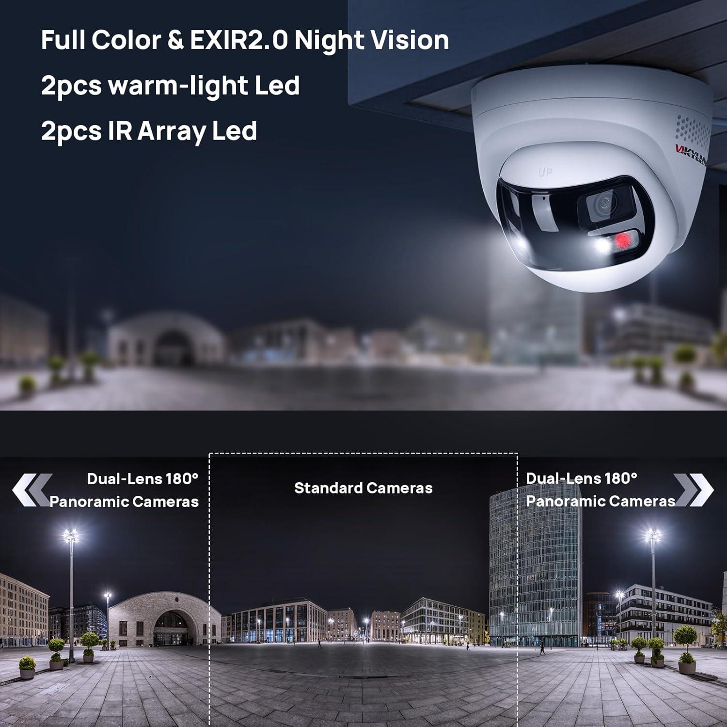 Cámara de Seguridad IP PoE Doble Lente 8MP VIKYLIN 180°